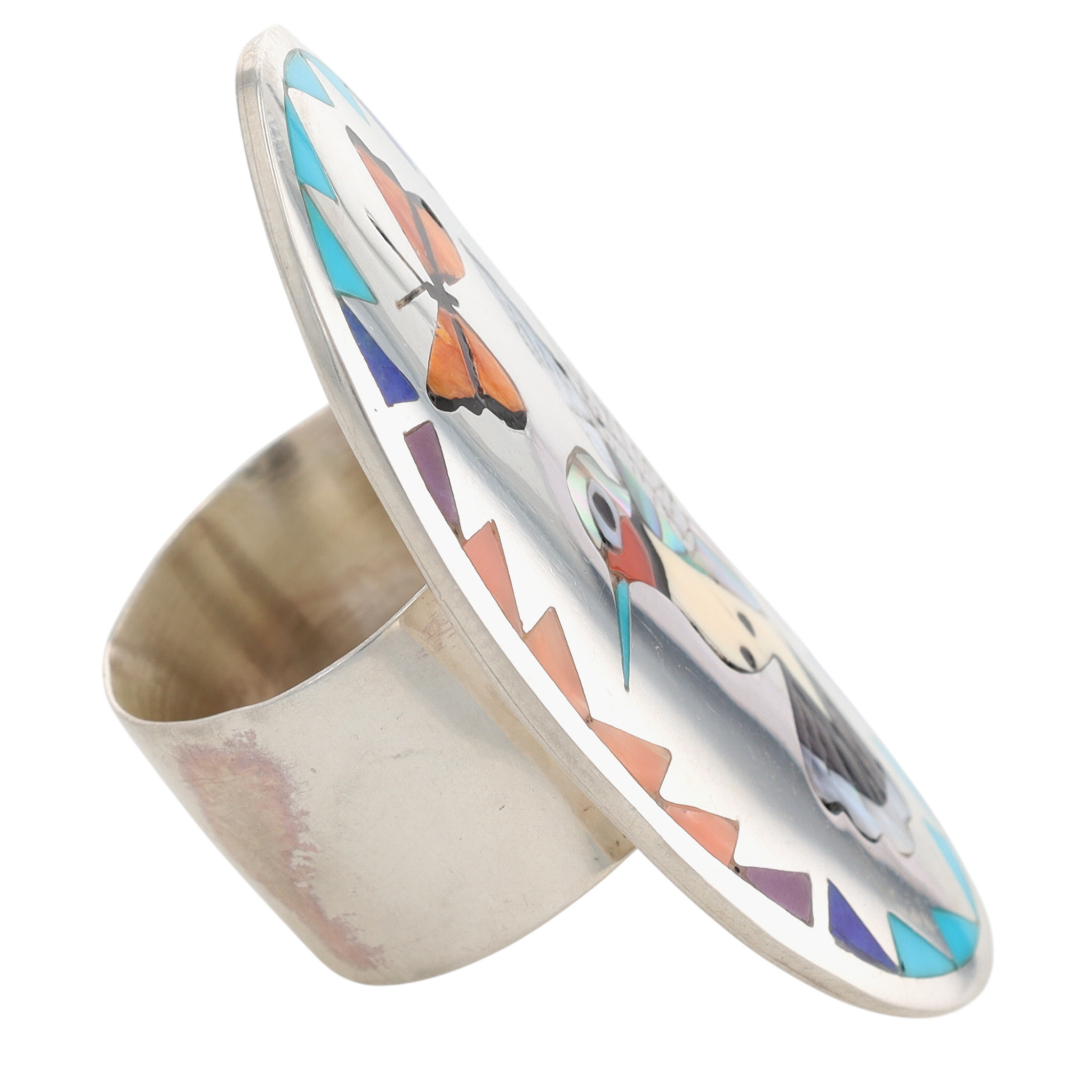Quintin Quam Zuni Sterling Multi-Stone Inlay Hummingbird Ring Sz 8.5