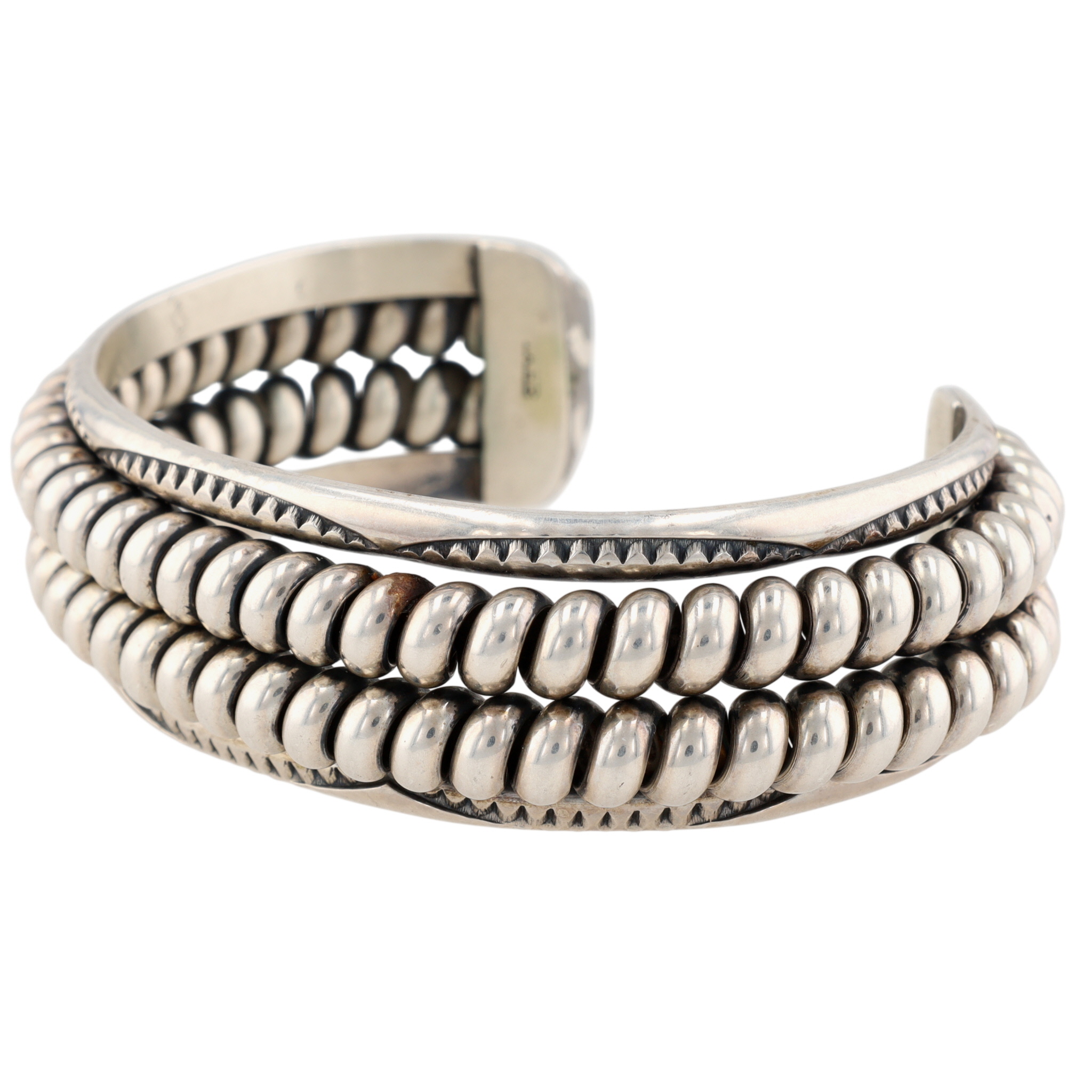 Nora Tahe Navajo Sterling Coil Cuff Bracelet
