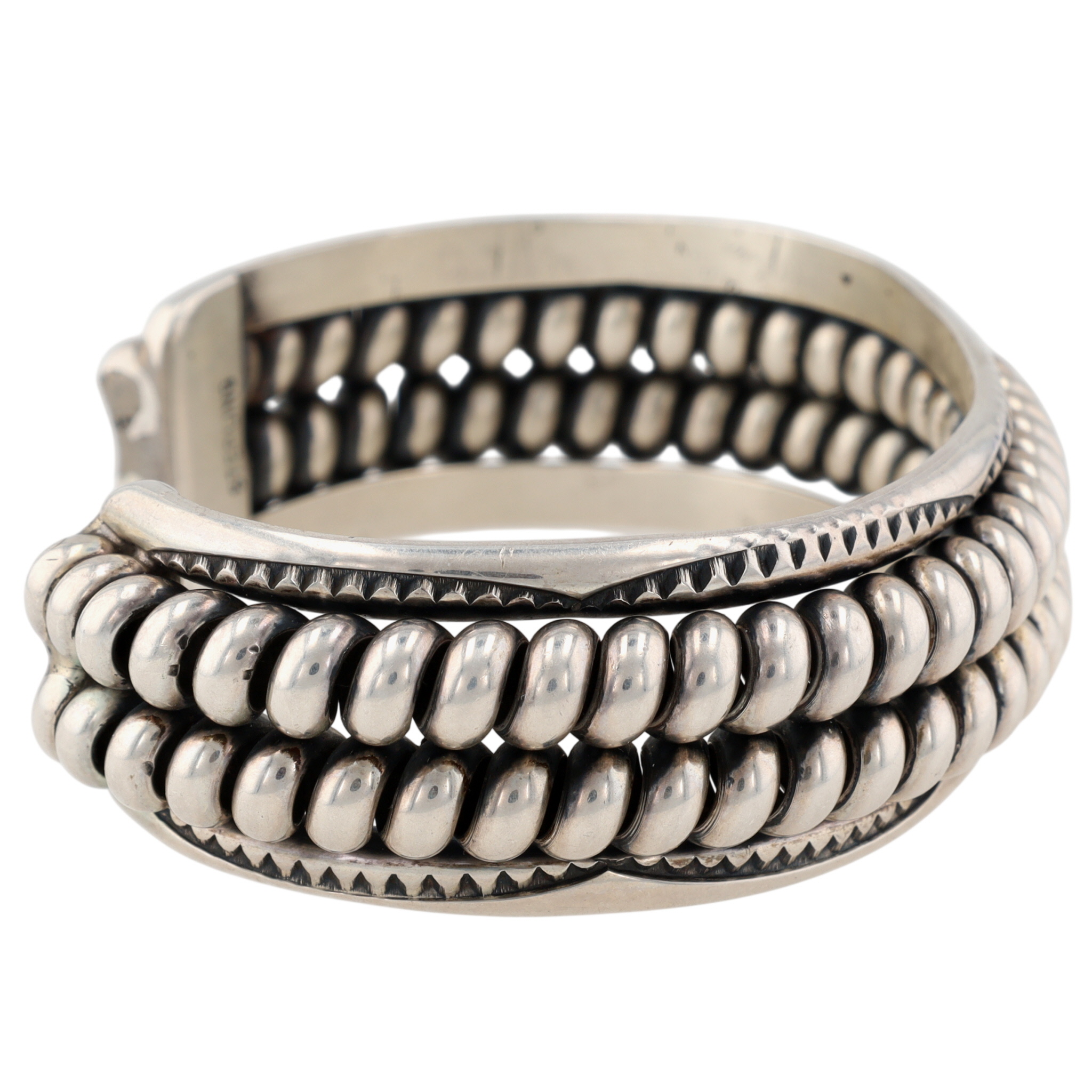 Nora Tahe Navajo Sterling Coil Cuff Bracelet