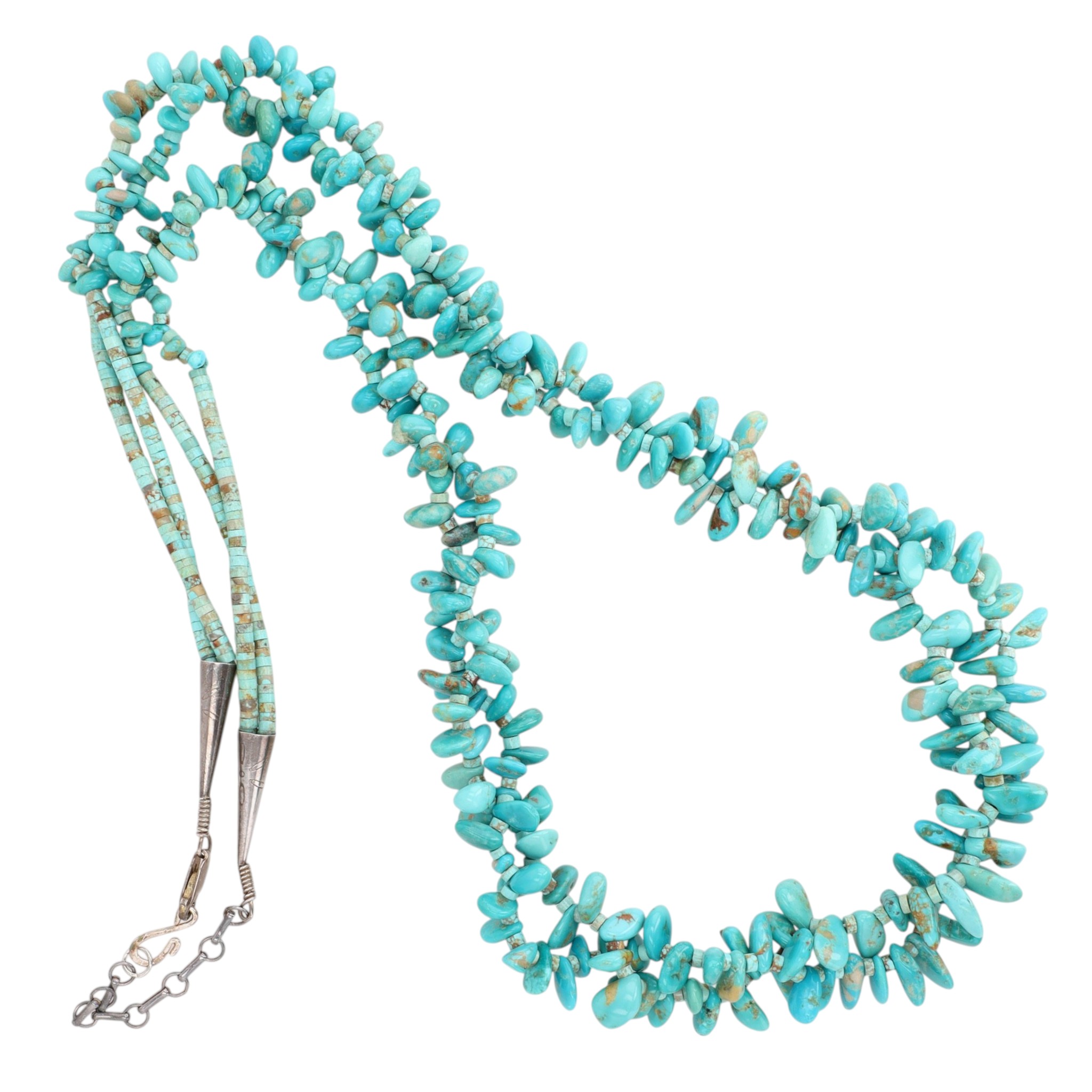Vintage Santo Domingo Sterling Turquoise Nugget Necklace