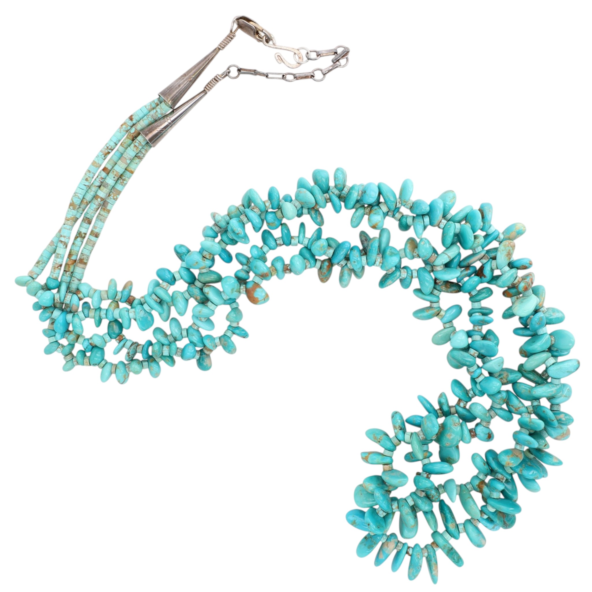 Vintage Santo Domingo Sterling Turquoise Nugget Necklace