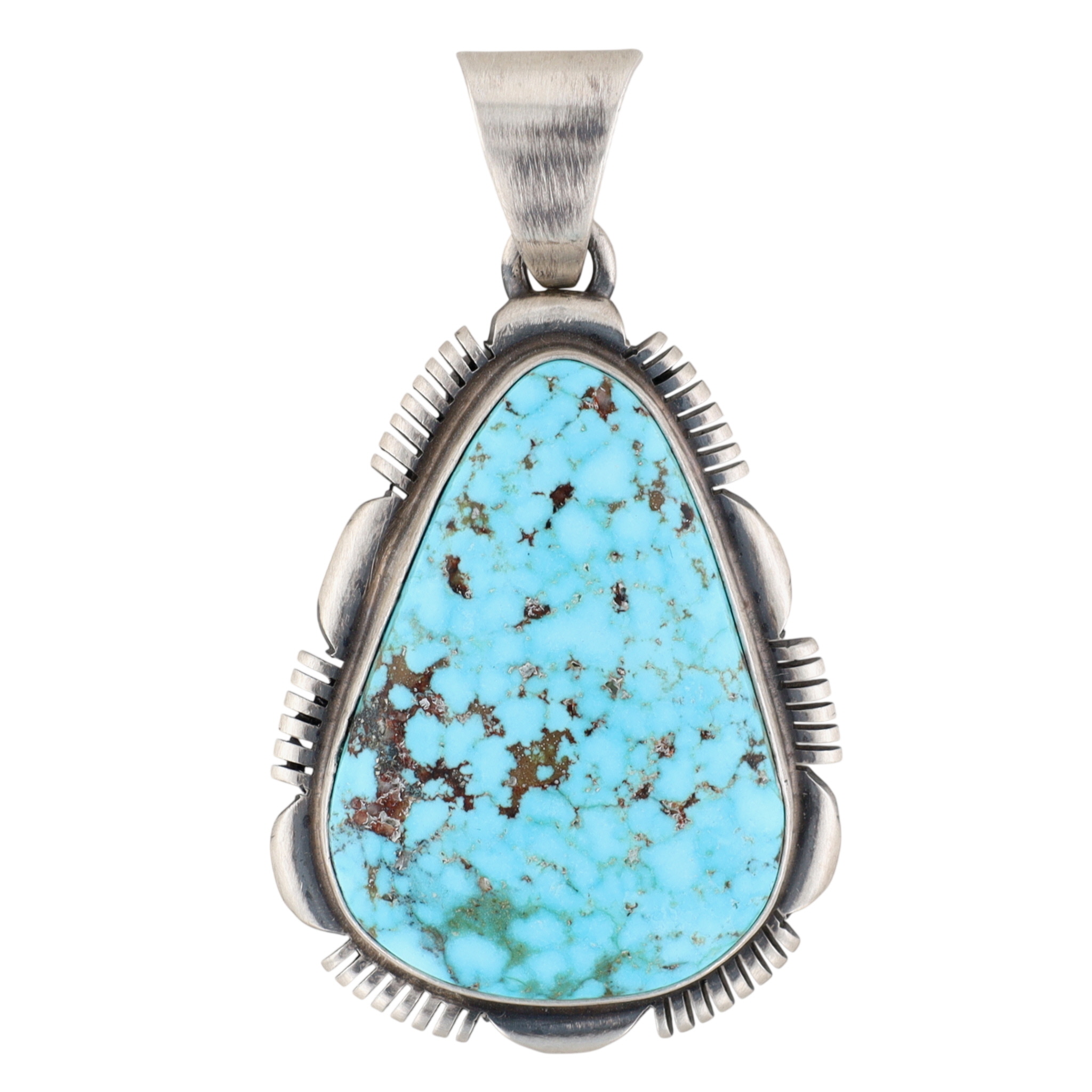 Rick Tolino Navajo Sterling Kingman Web Turquoise Pendant