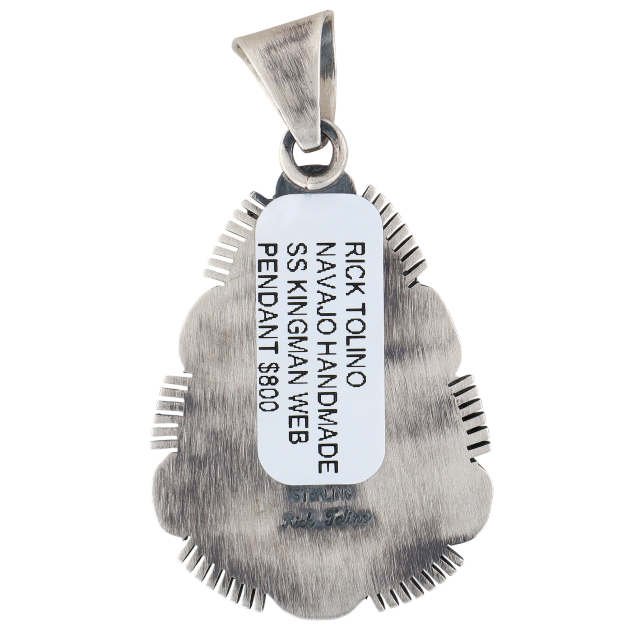 Rick Tolino Navajo Sterling Kingman Web Turquoise Pendant