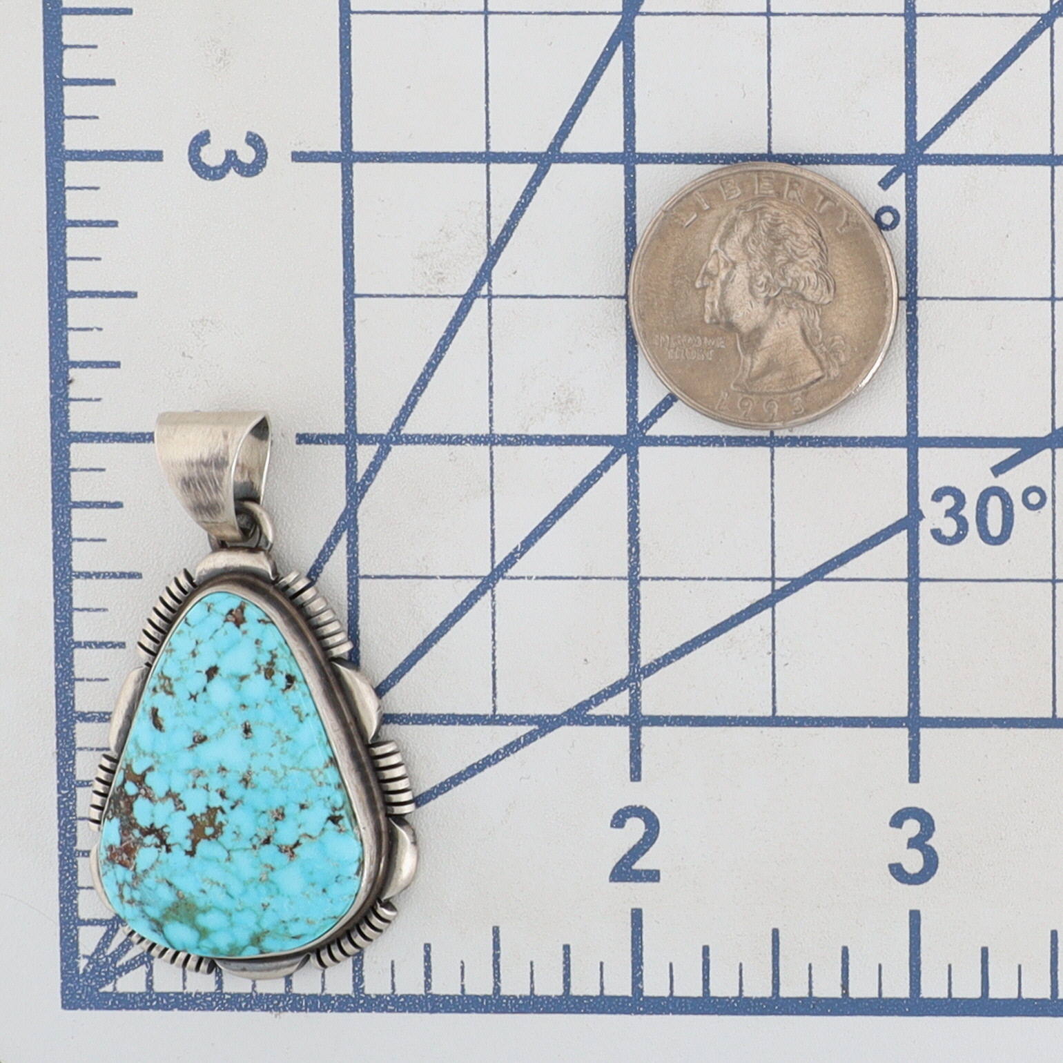 Rick Tolino Navajo Sterling Kingman Web Turquoise Pendant