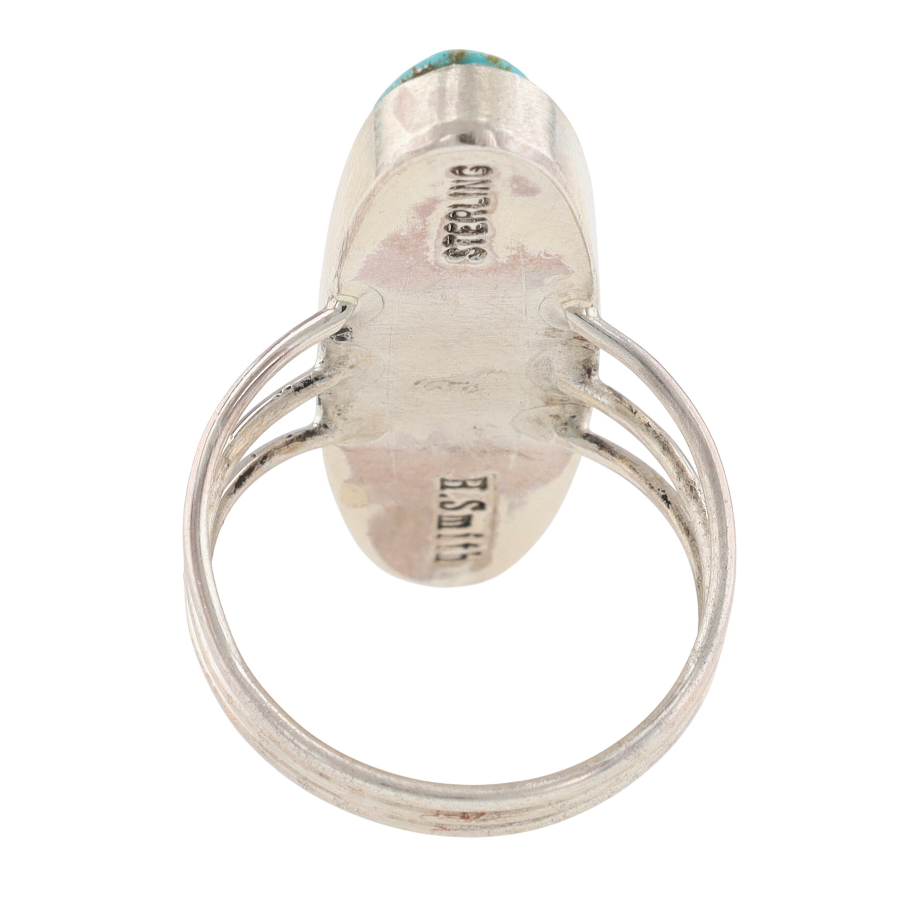 Harold Smith Navajo Sterling Turquoise Inlay Ring Sz 8.5