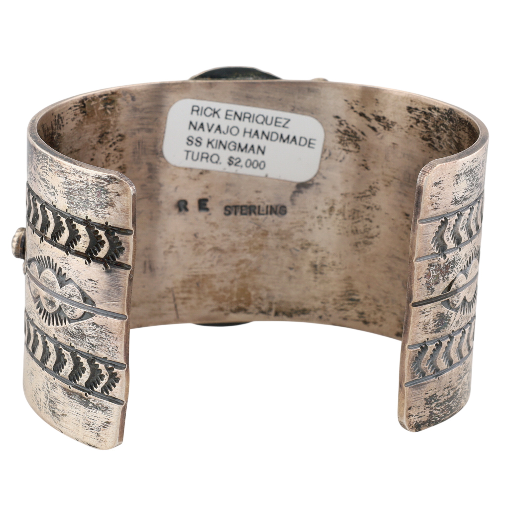 Rick Enriquez Navajo Sterling Kingman Turquoise Wide Cuff Bracelet