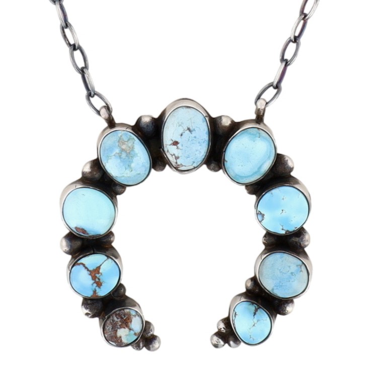 Arthur Brugge Navajo Sterling Golden Hills Turquoise Naja Necklace