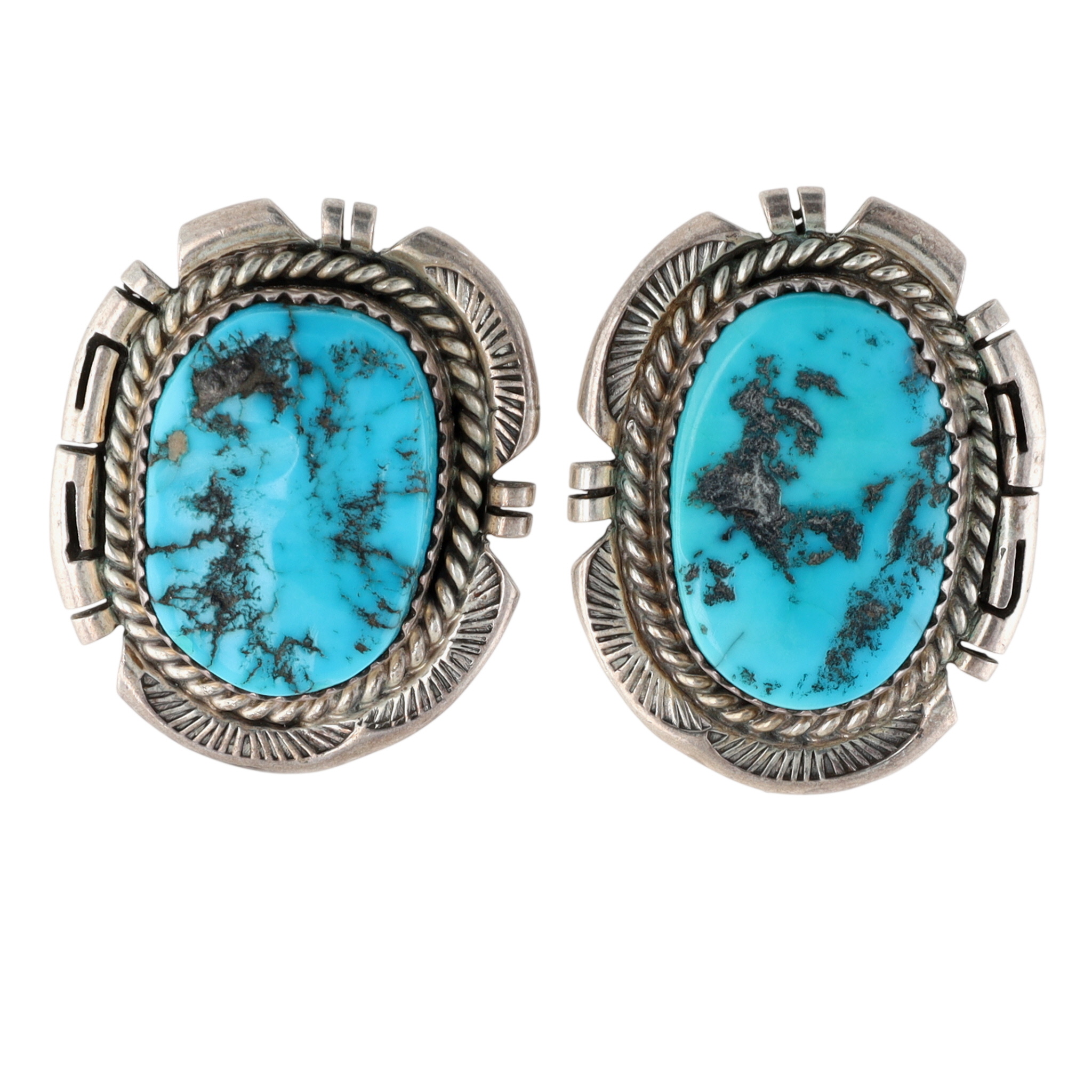 Signed Navajo Sterling Turquoise Earrings
