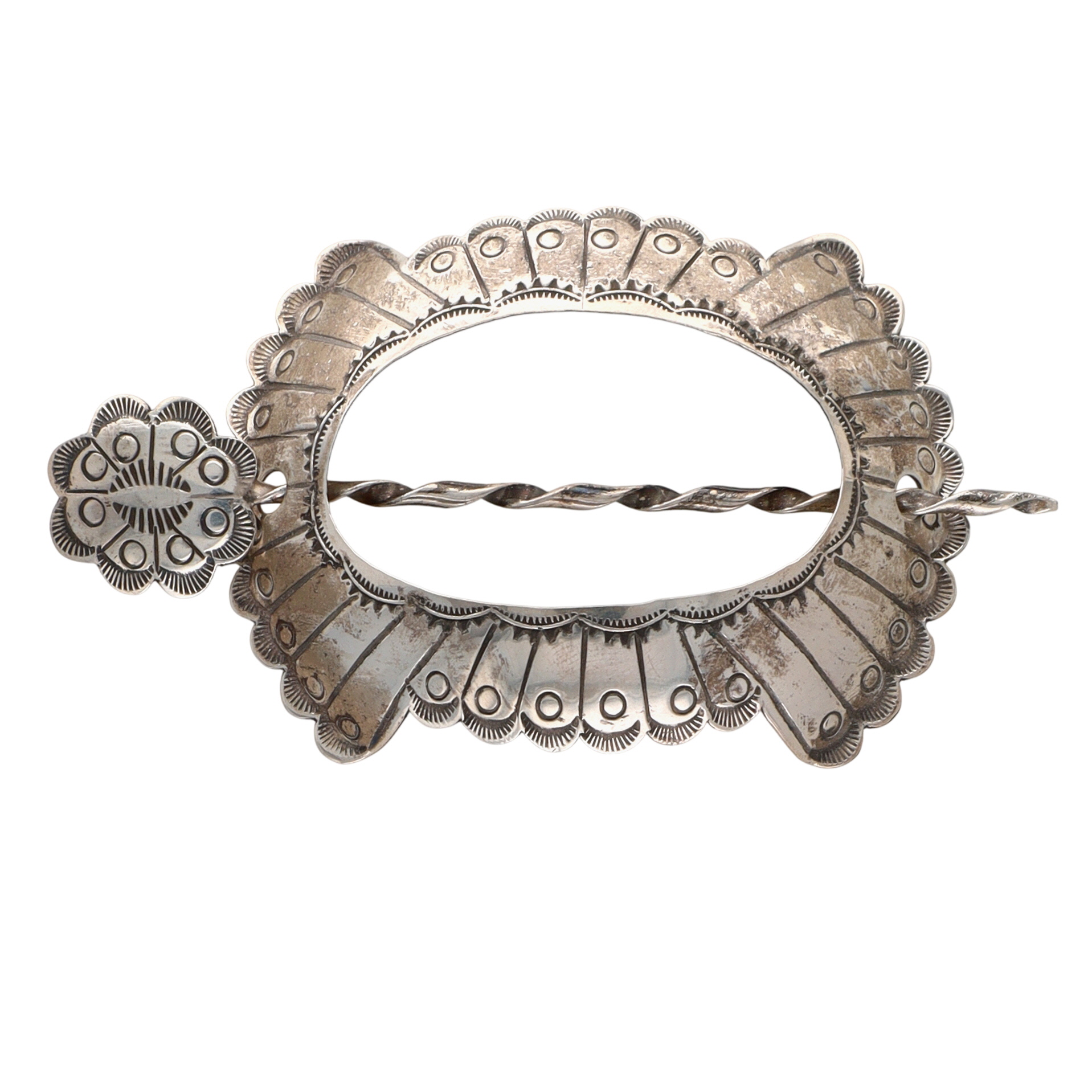 Navajo Sterling Stamped Hair Stick & Barrette