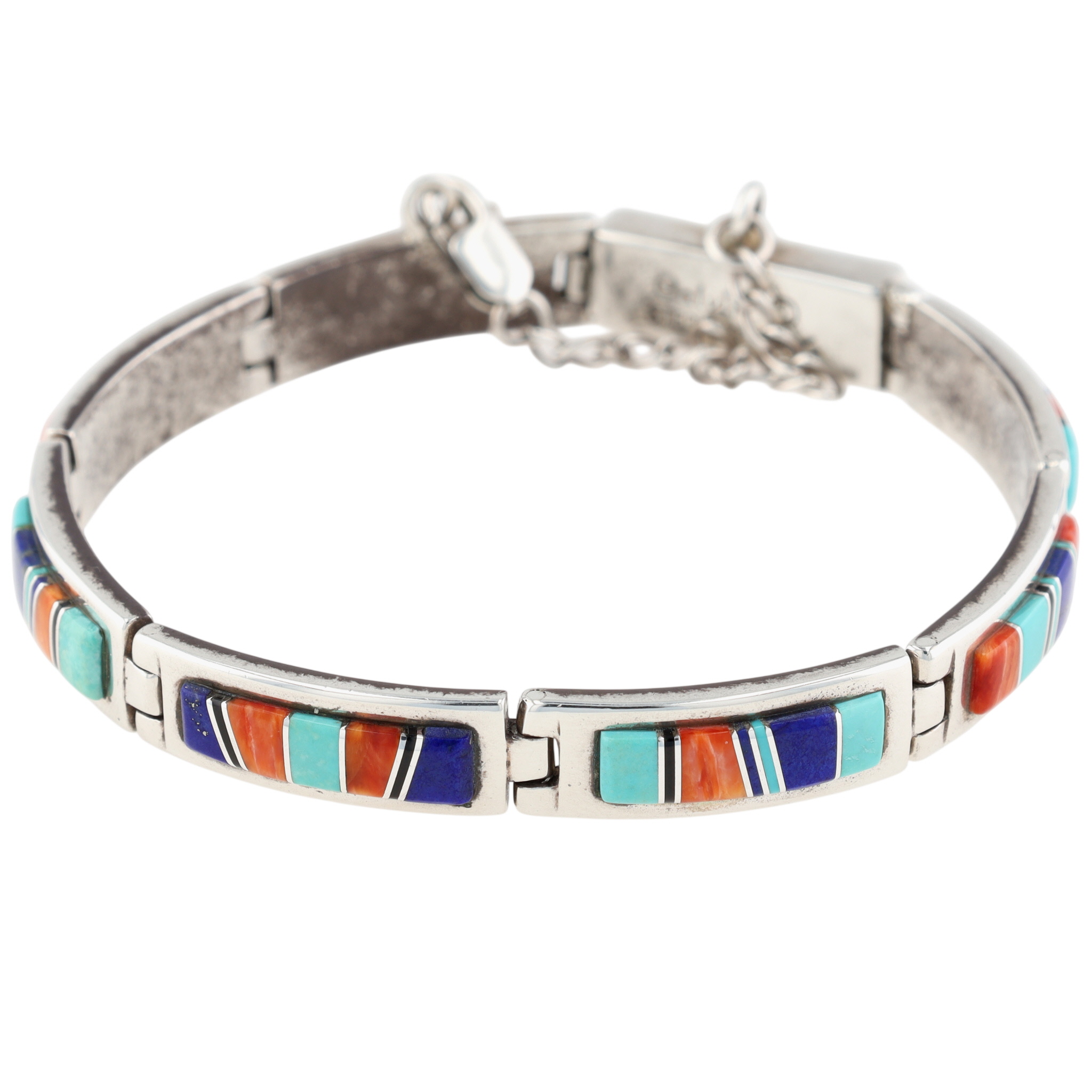 Calvin Begay Navajo Sterling Multi-Stone Inlay Bracelet