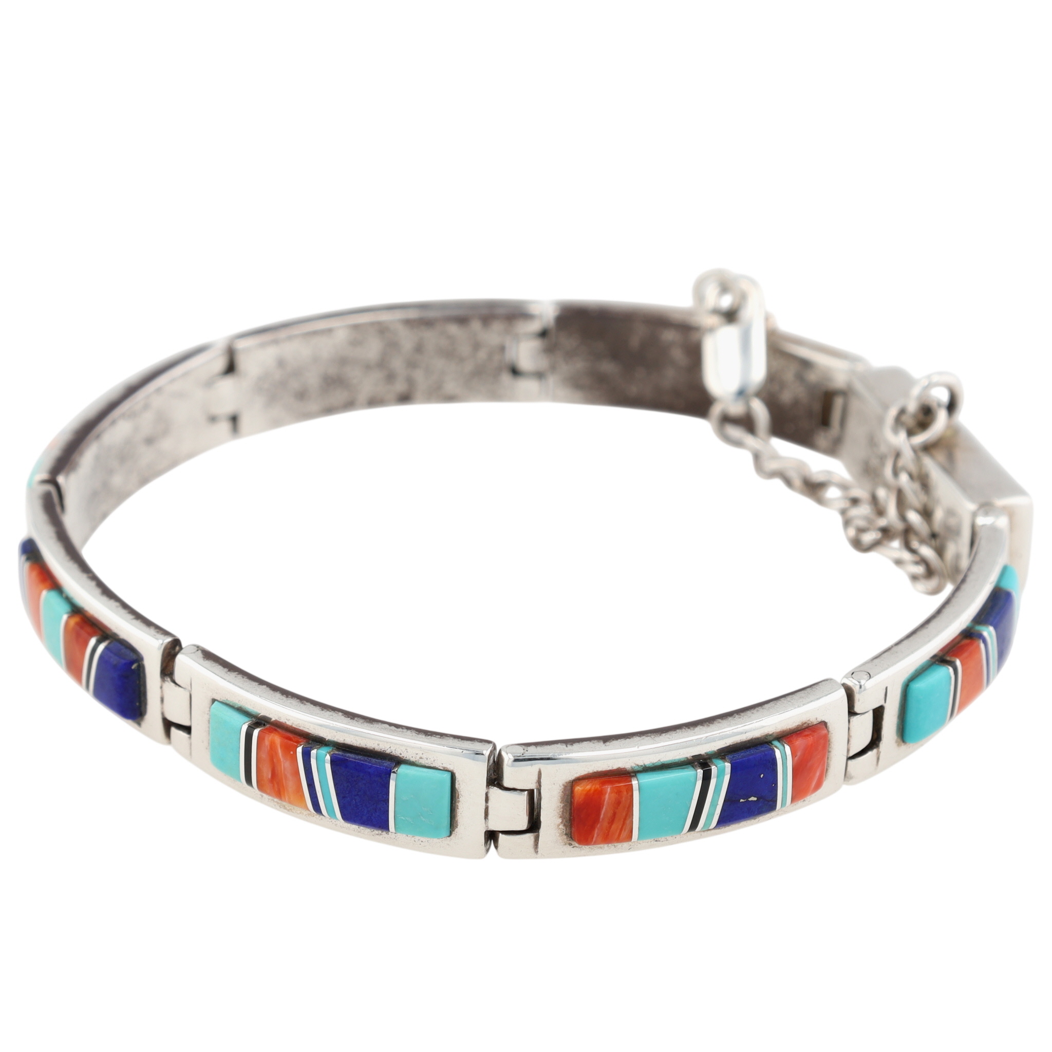 Calvin Begay Navajo Sterling Multi-Stone Inlay Bracelet