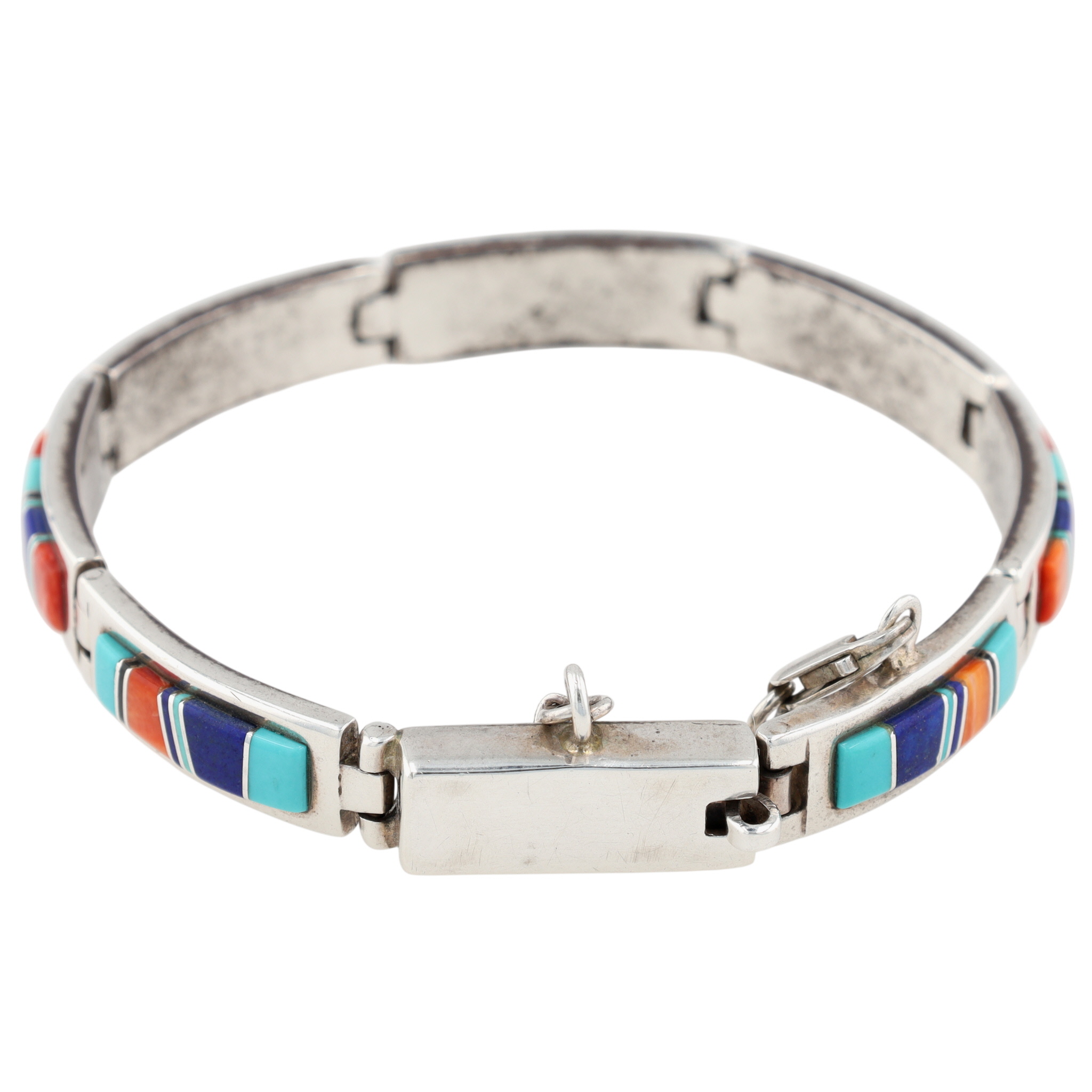 Calvin Begay Navajo Sterling Multi-Stone Inlay Bracelet
