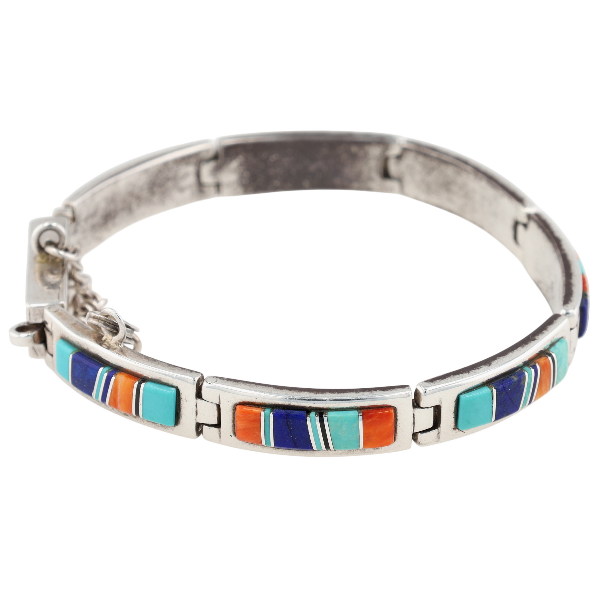 Calvin Begay Navajo Sterling Multi-Stone Inlay Bracelet