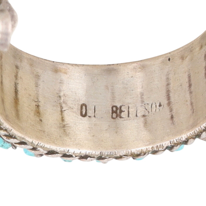 D.L. Bellson Zuni Sterling Turquoise Needlepoint Hoop Earrings