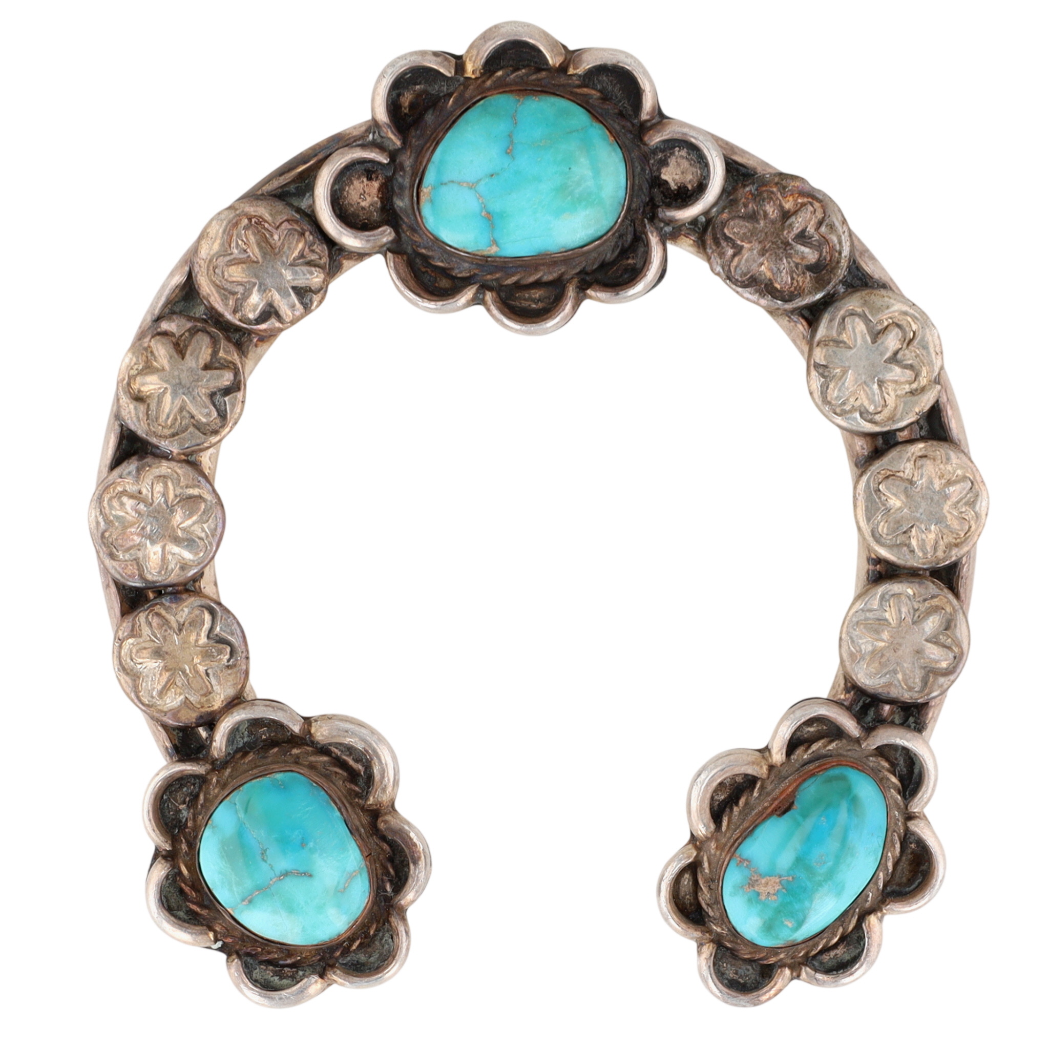 Vintage Navajo Sterling Turquoise Naja Pendant