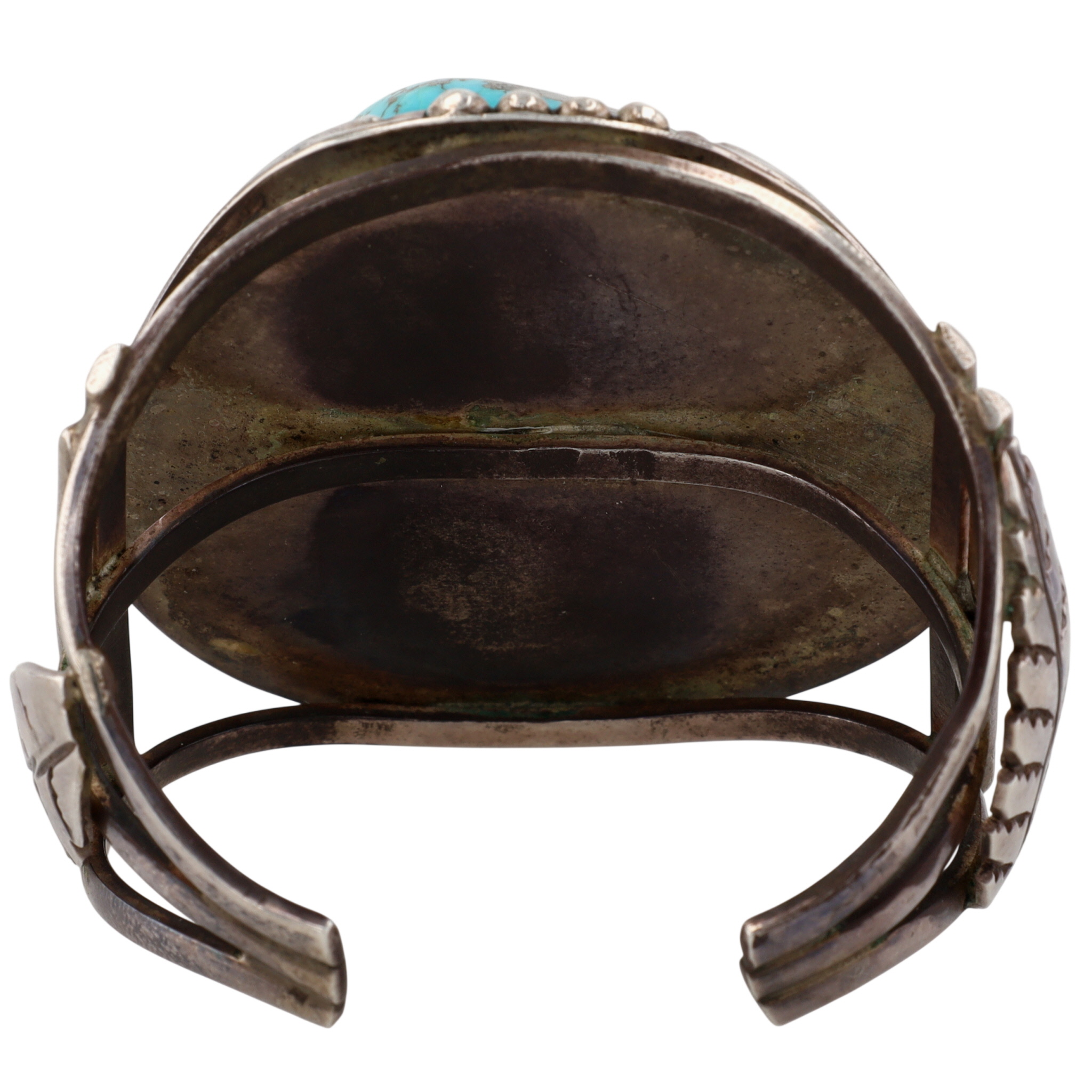 Huge Vintage Navajo Sterling Morenci Chunk Turquoise Cuff Bracelet