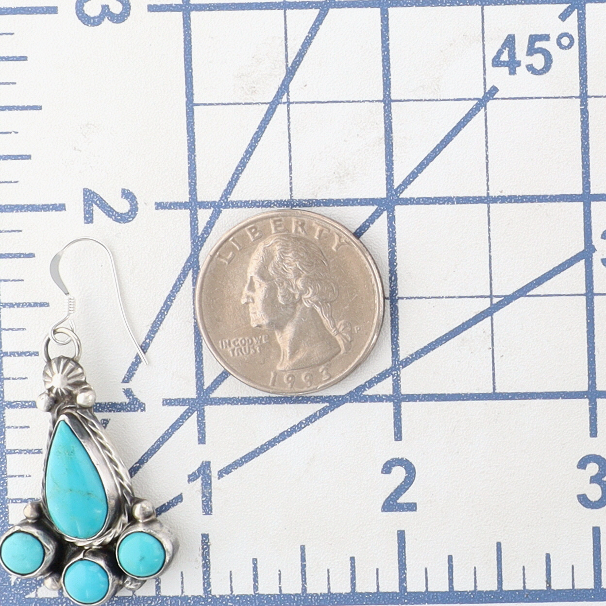 Darrell Morgan Navajo Sterling Kingman Turquoise Cluster Earrings