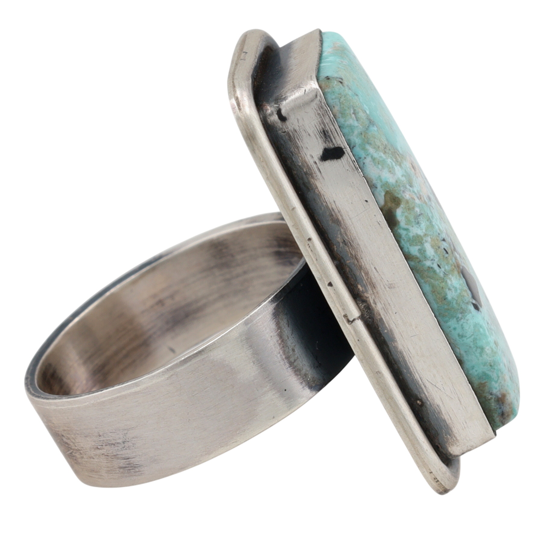 Antoinette Martinez Navajo Sterling White Water Turquoise Adjustable Ring