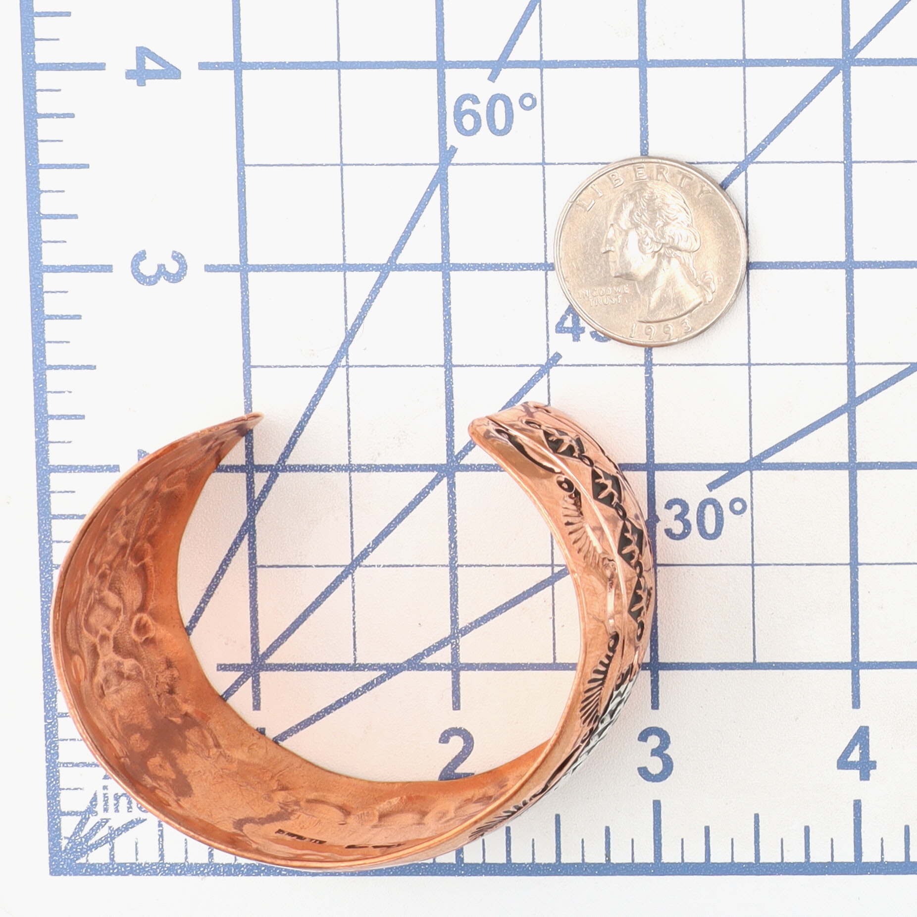Charlene & Robert Little Navajo Sterling Copper Wide Stamped Cuff Bracelet