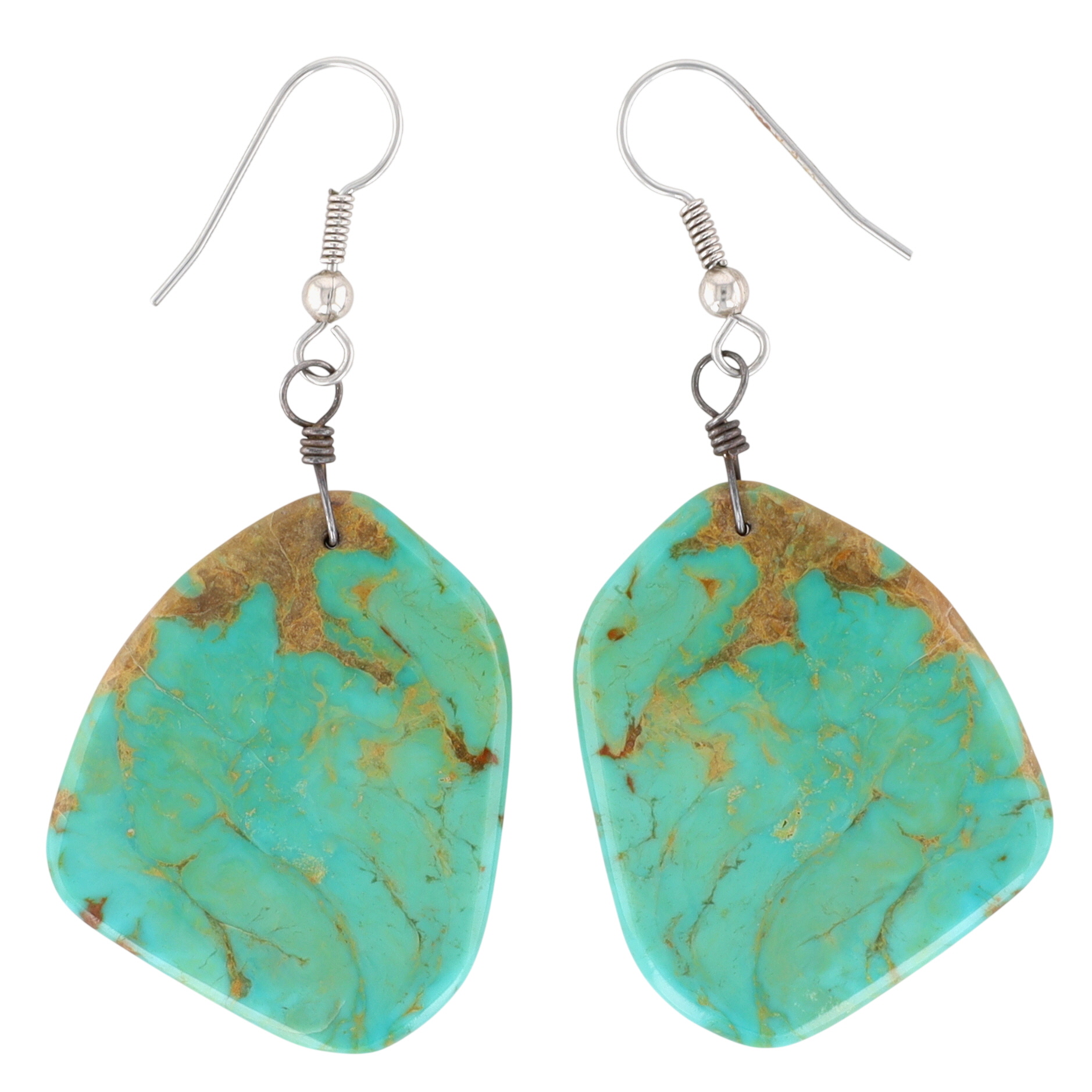 Santo Domingo Sterling Turquoise Slab Earrings