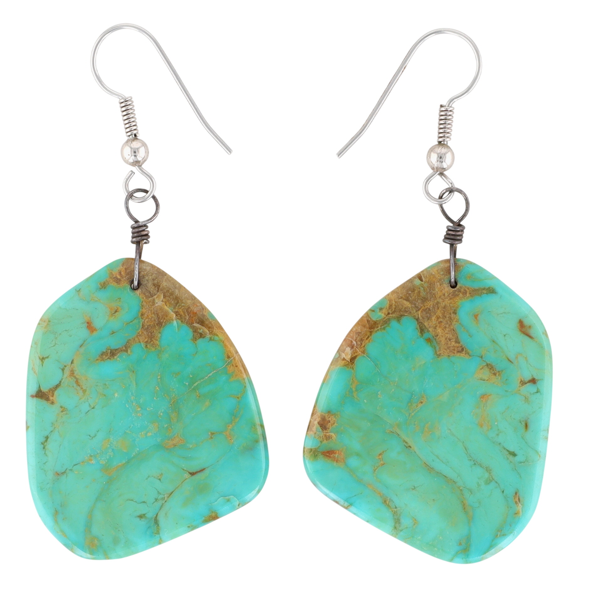 Santo Domingo Sterling Turquoise Slab Earrings