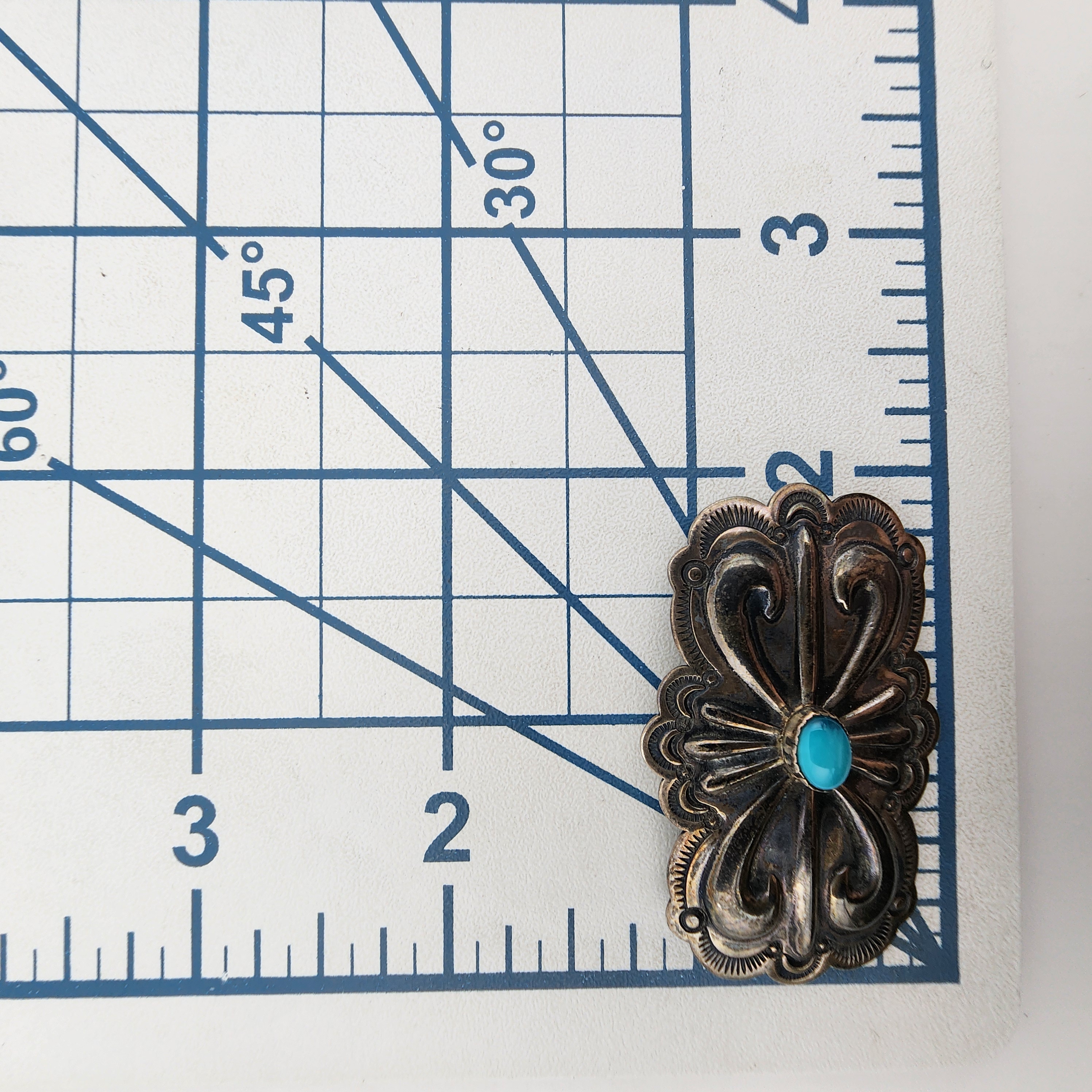 Vintage Navajo Sterling Turquoise Stamped Brooch