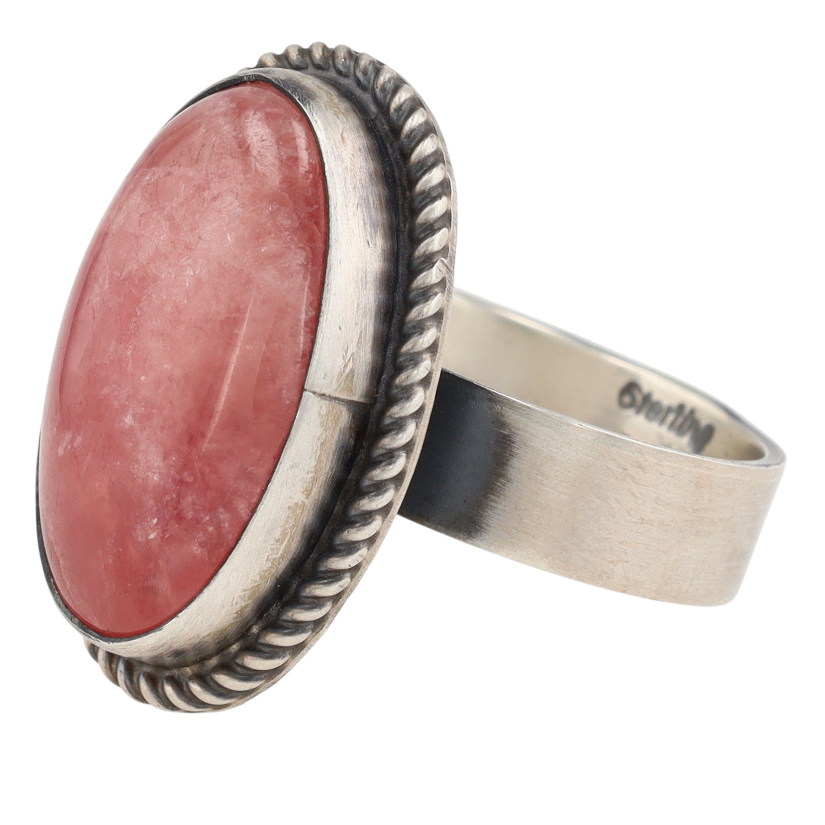 Antoinette Martinez Navajo Sterling Rhodochrosite Adjustable Ring