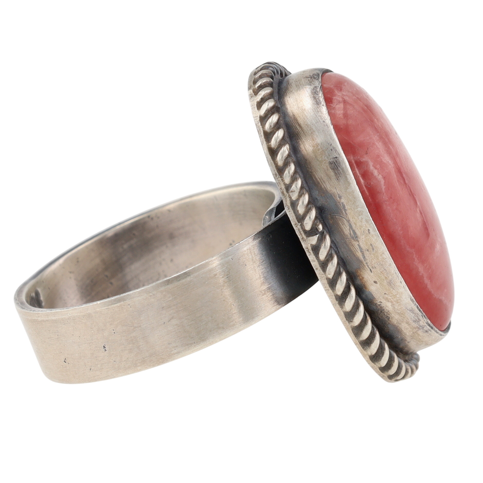 Antoinette Martinez Navajo Sterling Rhodochrosite Adjustable Ring