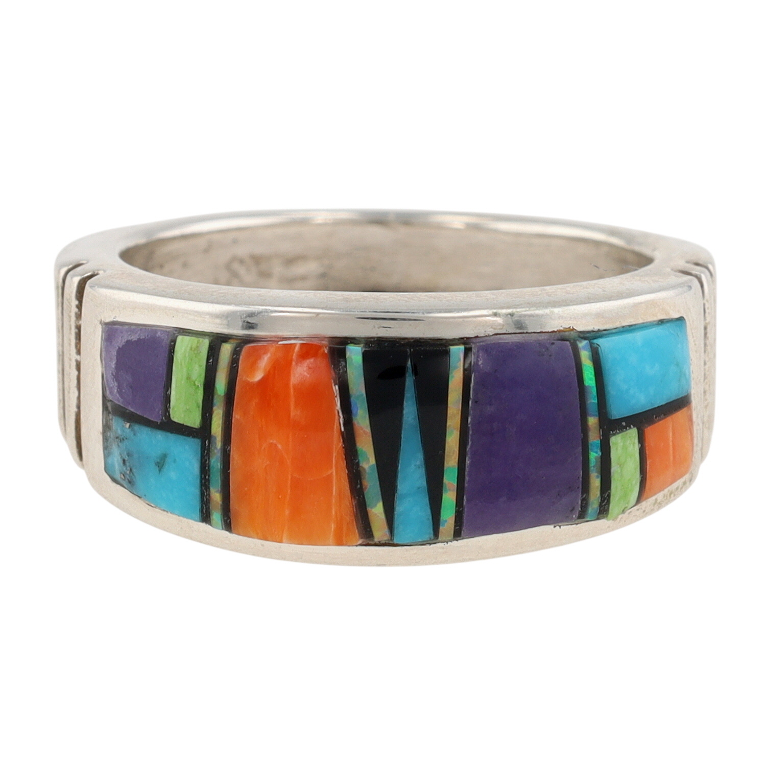 Rick Tolino Navajo Sterling Multi-Stone Inlay Ring Sz 9.5