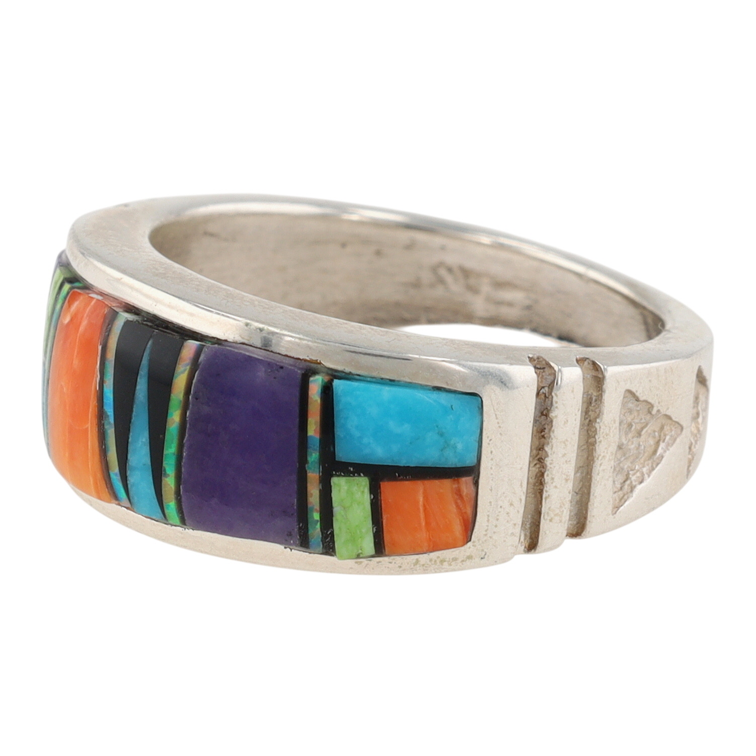 Rick Tolino Navajo Sterling Multi-Stone Inlay Ring Sz 9.5