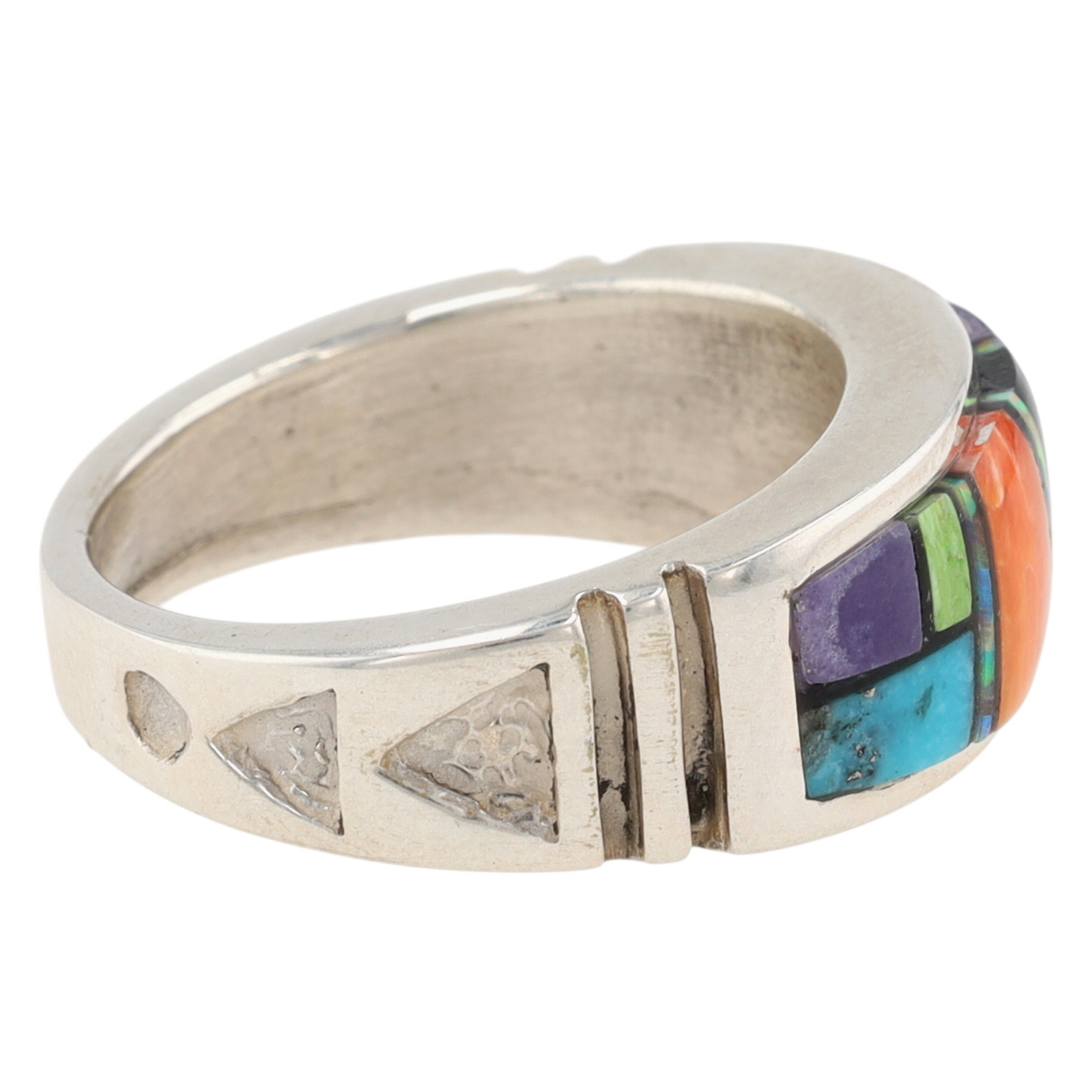 Rick Tolino Navajo Sterling Multi-Stone Inlay Ring Sz 9.5