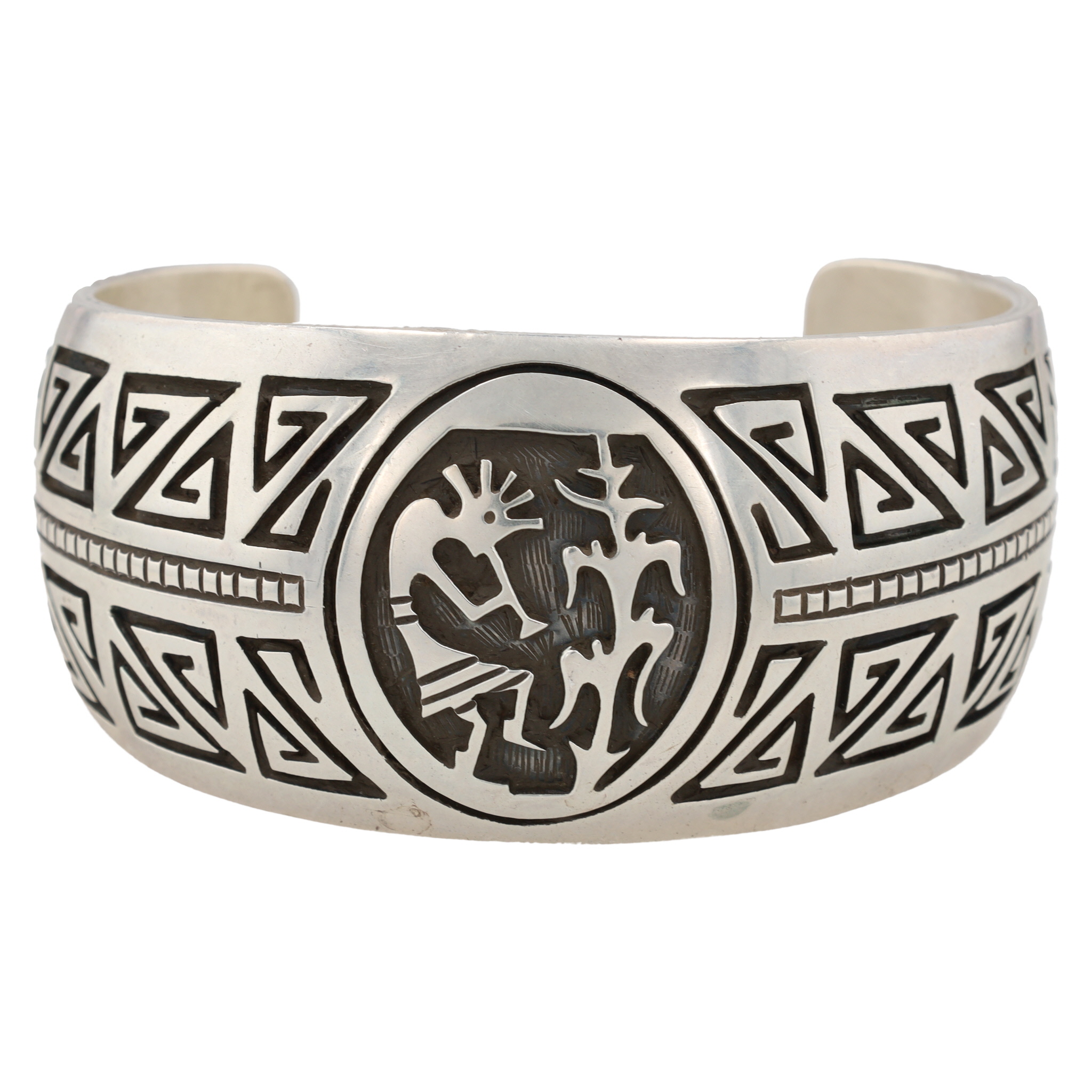 Vintage Lowell Draper Navajo Sterling Kokopelli Overlay Cuff Bracelet