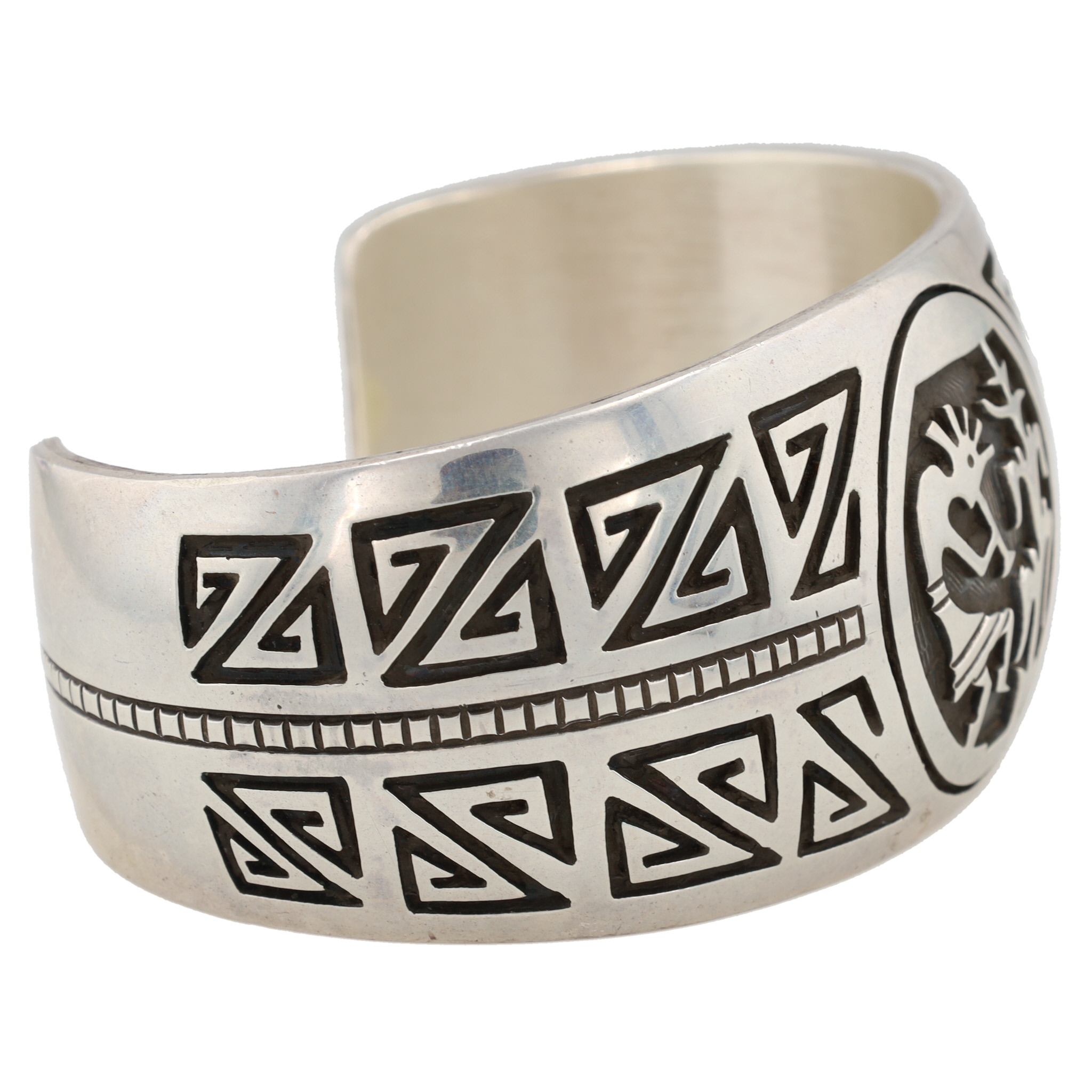 Vintage Lowell Draper Navajo Sterling Kokopelli Overlay Cuff Bracelet