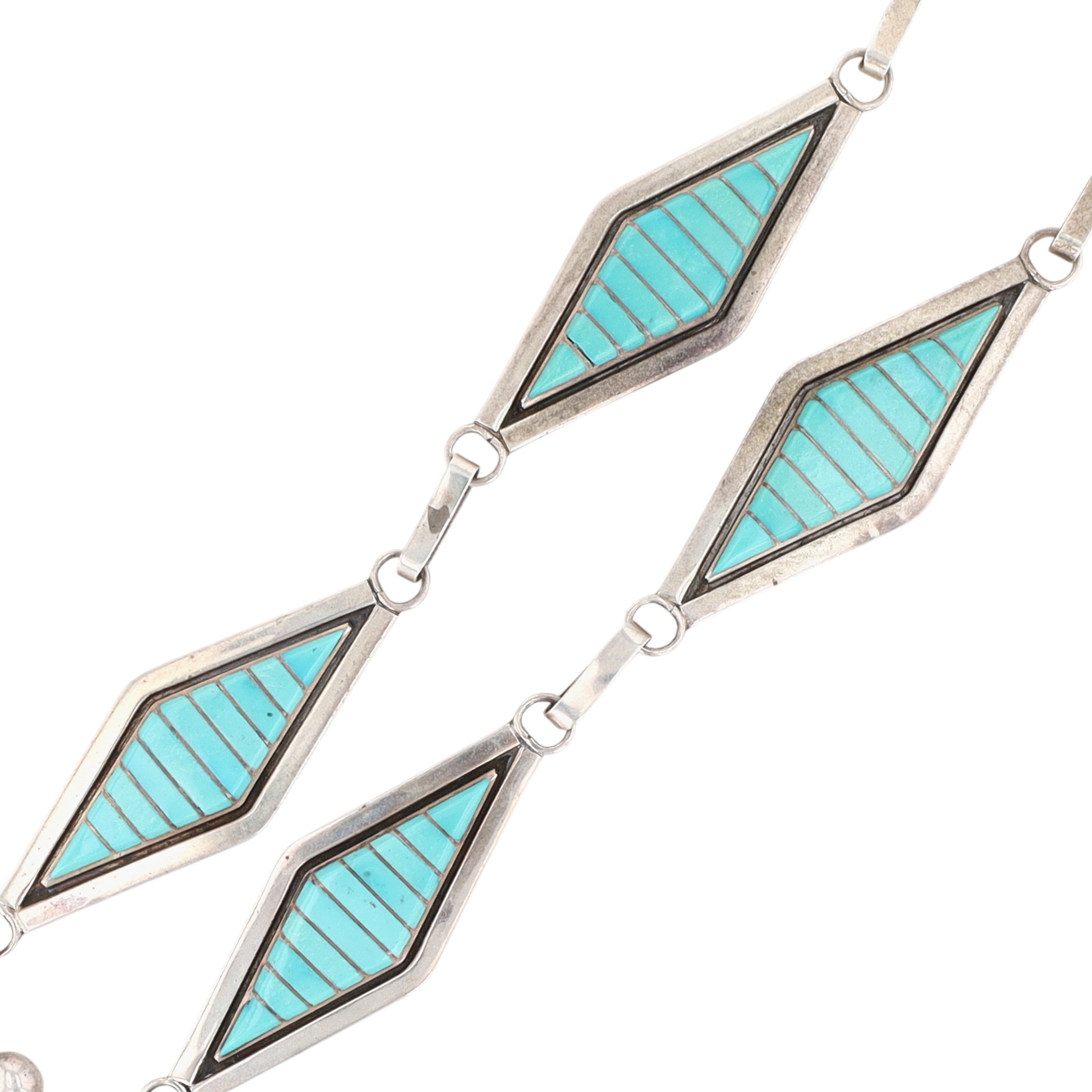 Vintage Marvin Luarkie Zuni Sterling Turquoise Inlay Necklace