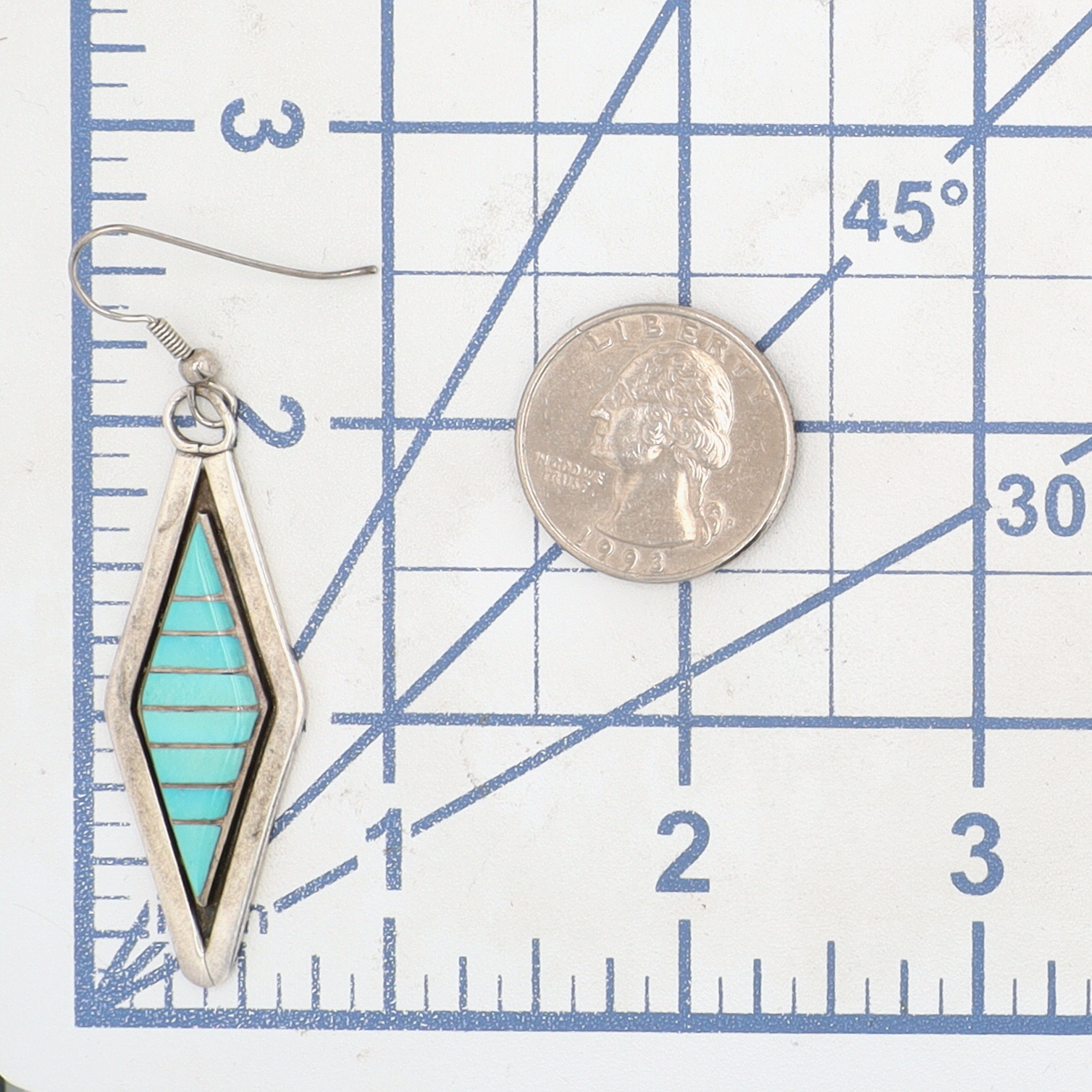 Vintage Marvin Luarkie Zuni Sterling Turquoise Inlay Earrings
