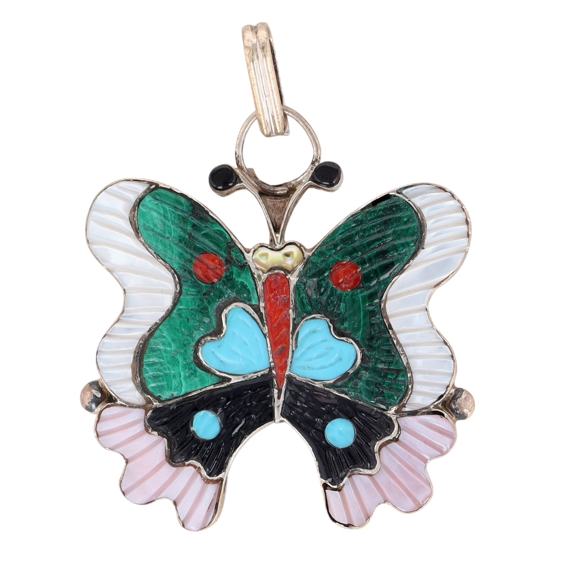 Tamara Pinto Zuni Sterling Carved Butterfly Inlay Pendant