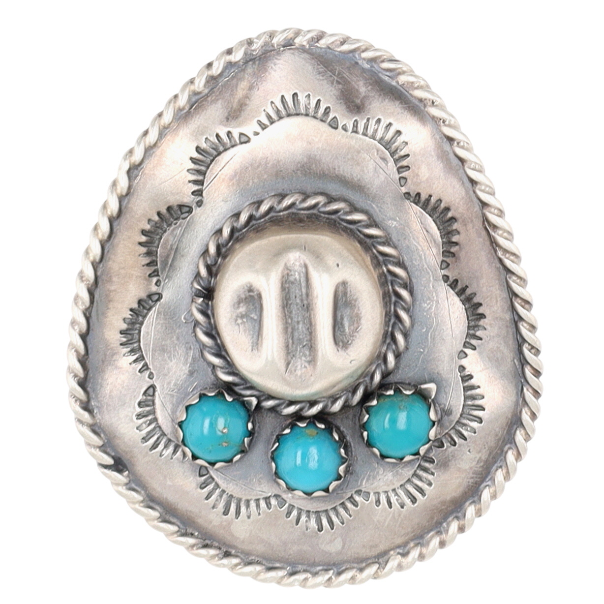 Bobby Platero Navajo Sterling Kingman Turquoise Cowboy Hat Ring Sz 6