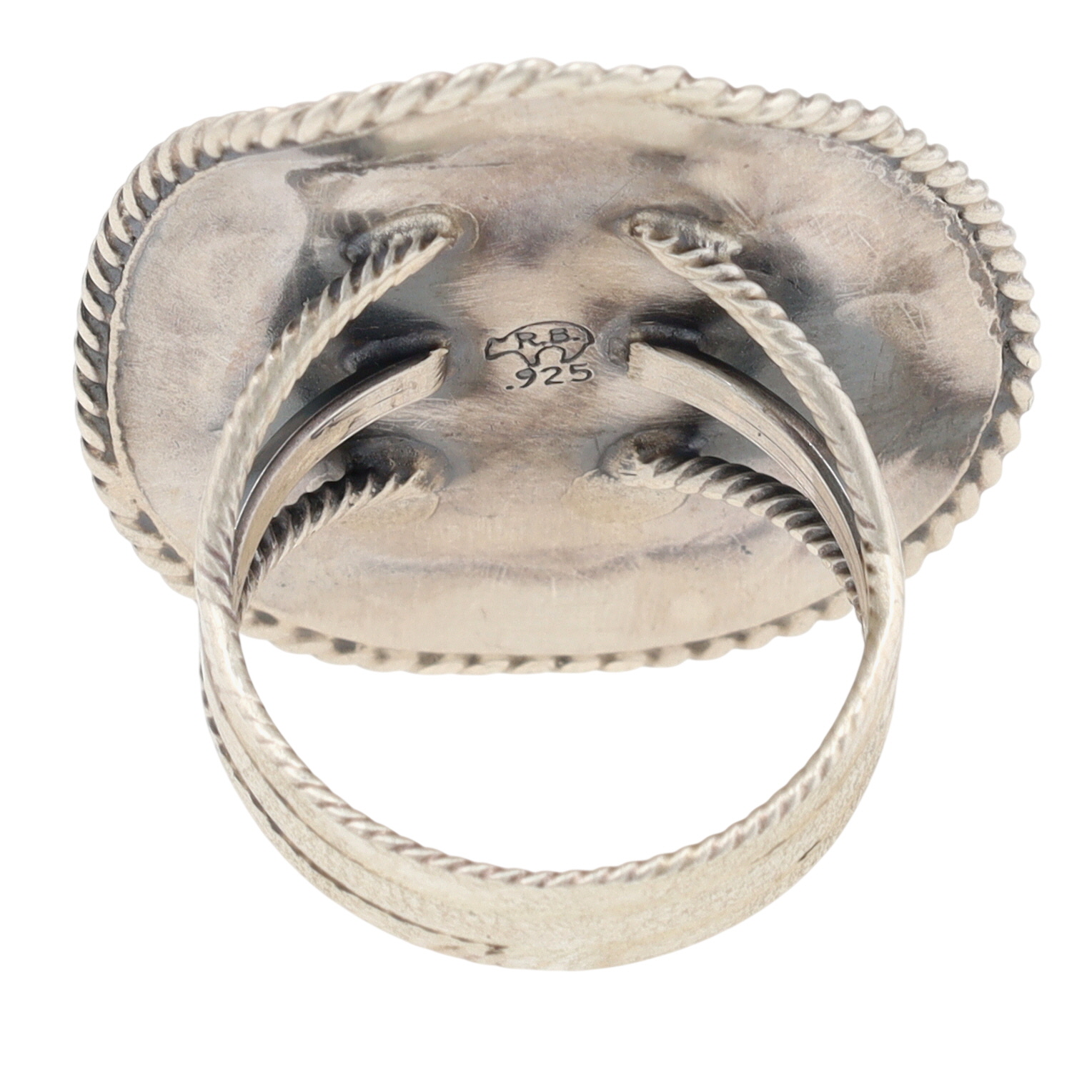 Bobby Platero Navajo Sterling Kingman Turquoise Cowboy Hat Ring Sz 6
