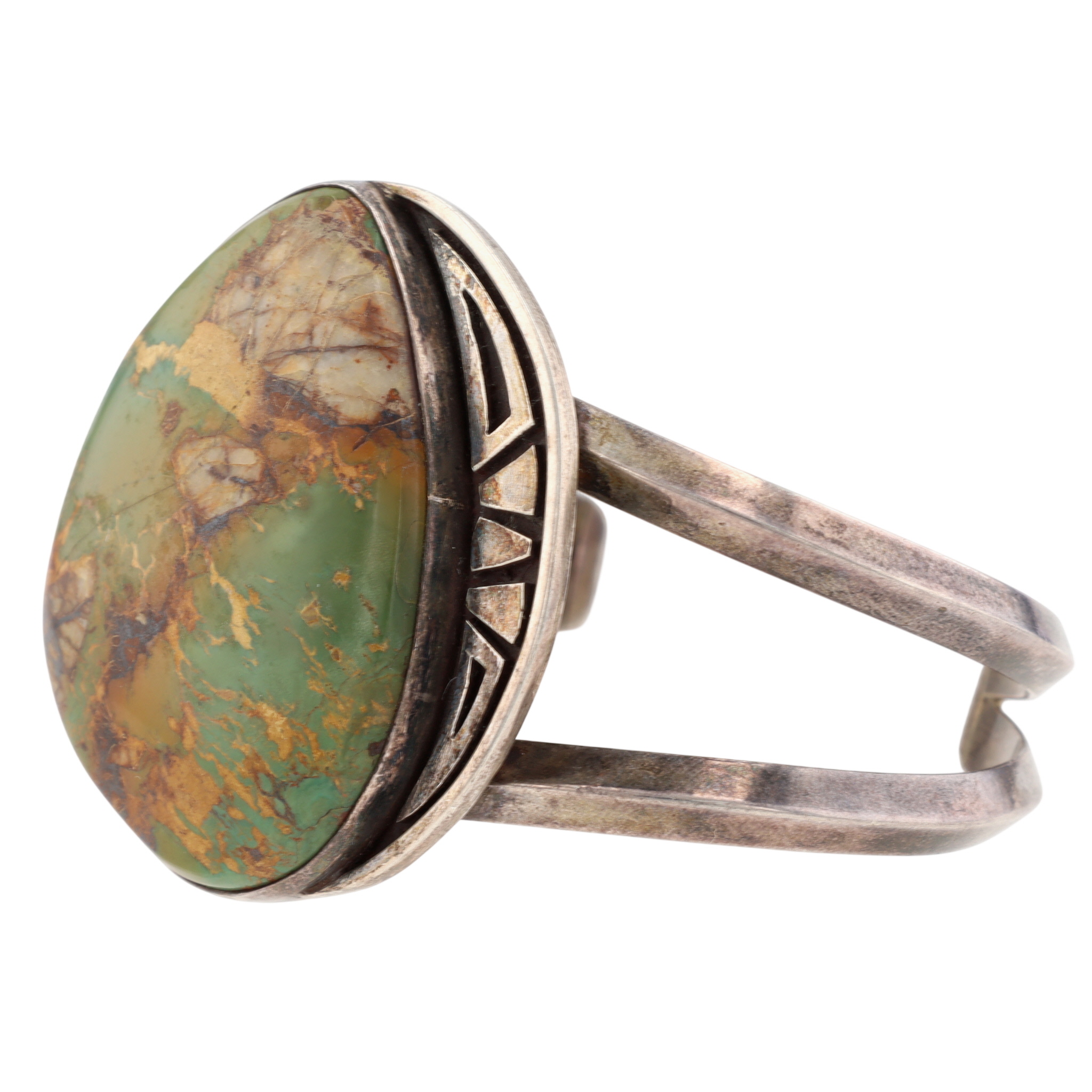 Signed Navajo Sterling Royston Turquoise Cuff Bracelet