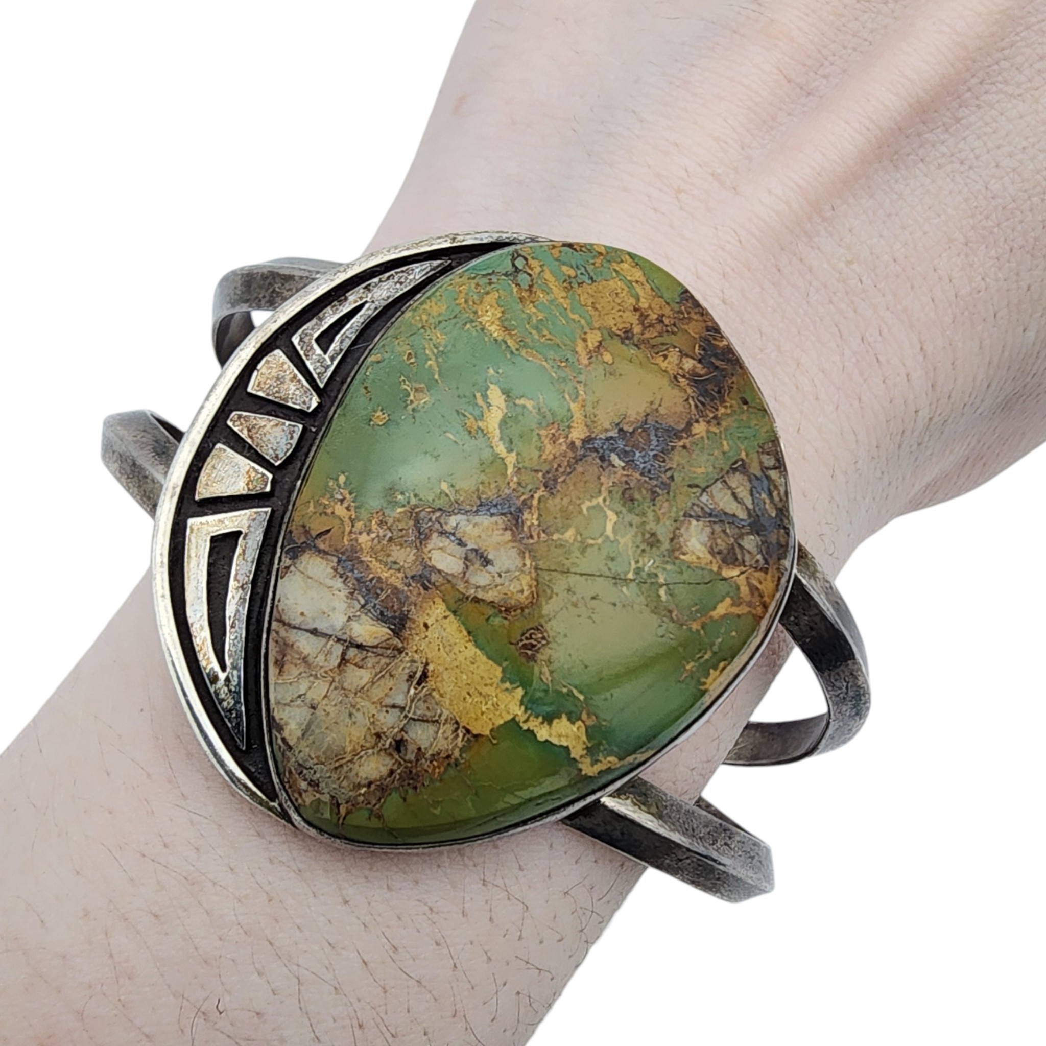 Signed Navajo Sterling Royston Turquoise Cuff Bracelet