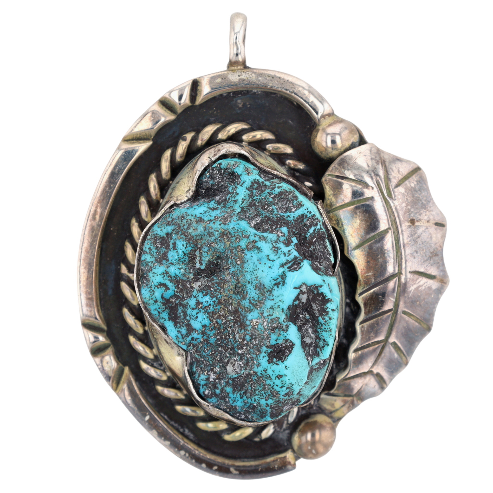 Vintage Navajo Sterling Turquoise Pendant
