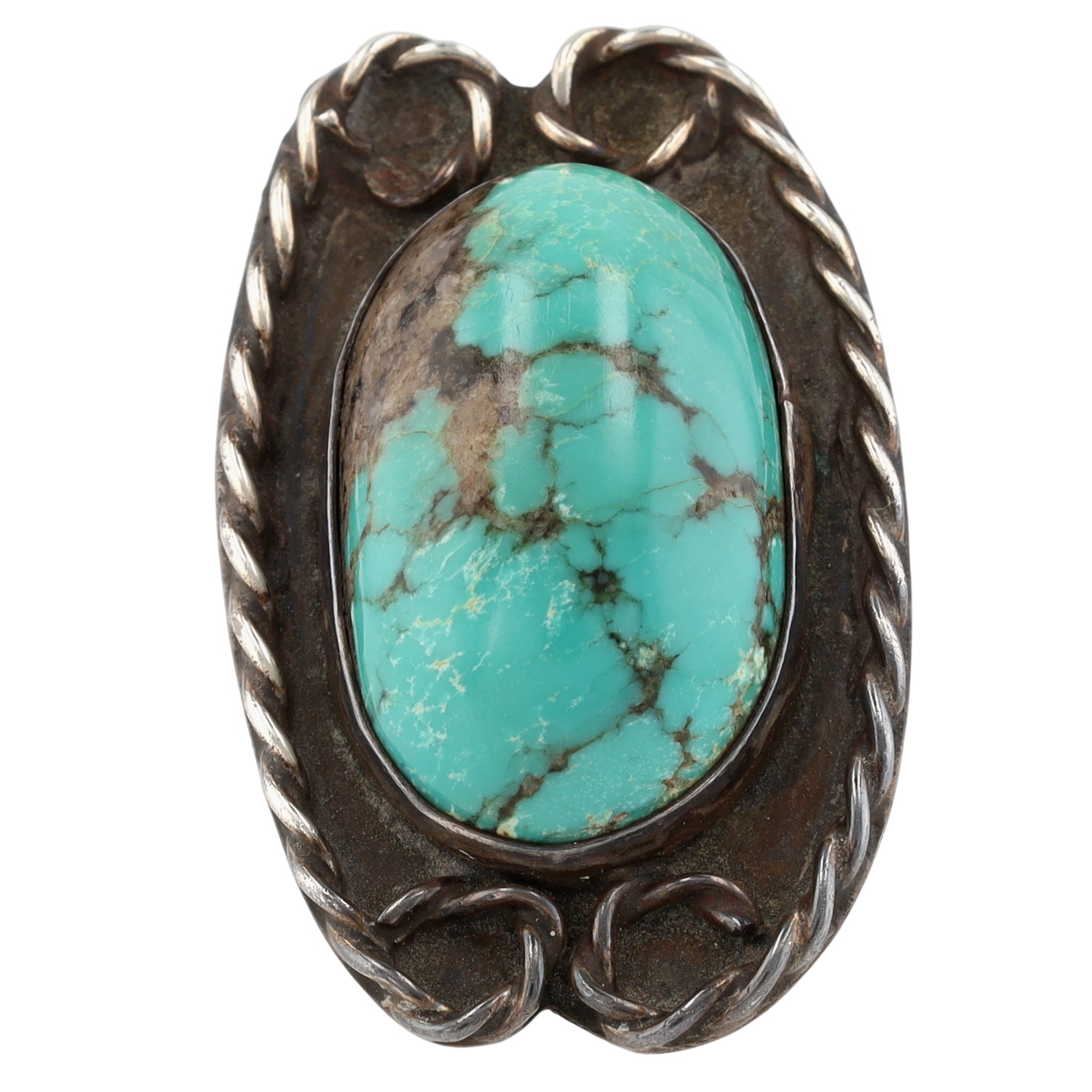 Vintage Signed Navajo Sterling Turquoise Ring Sz 5.5