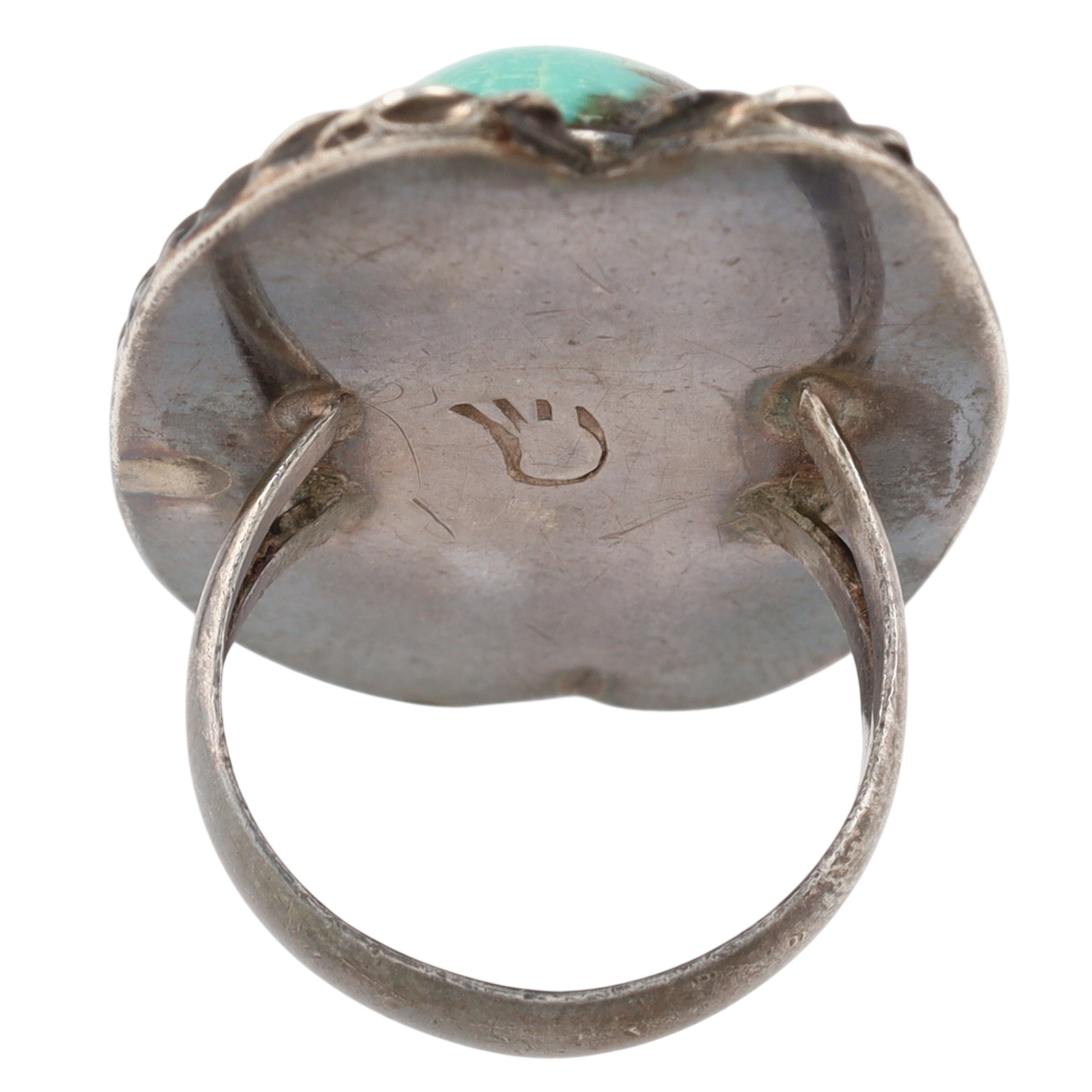 Vintage Signed Navajo Sterling Turquoise Ring Sz 5.5