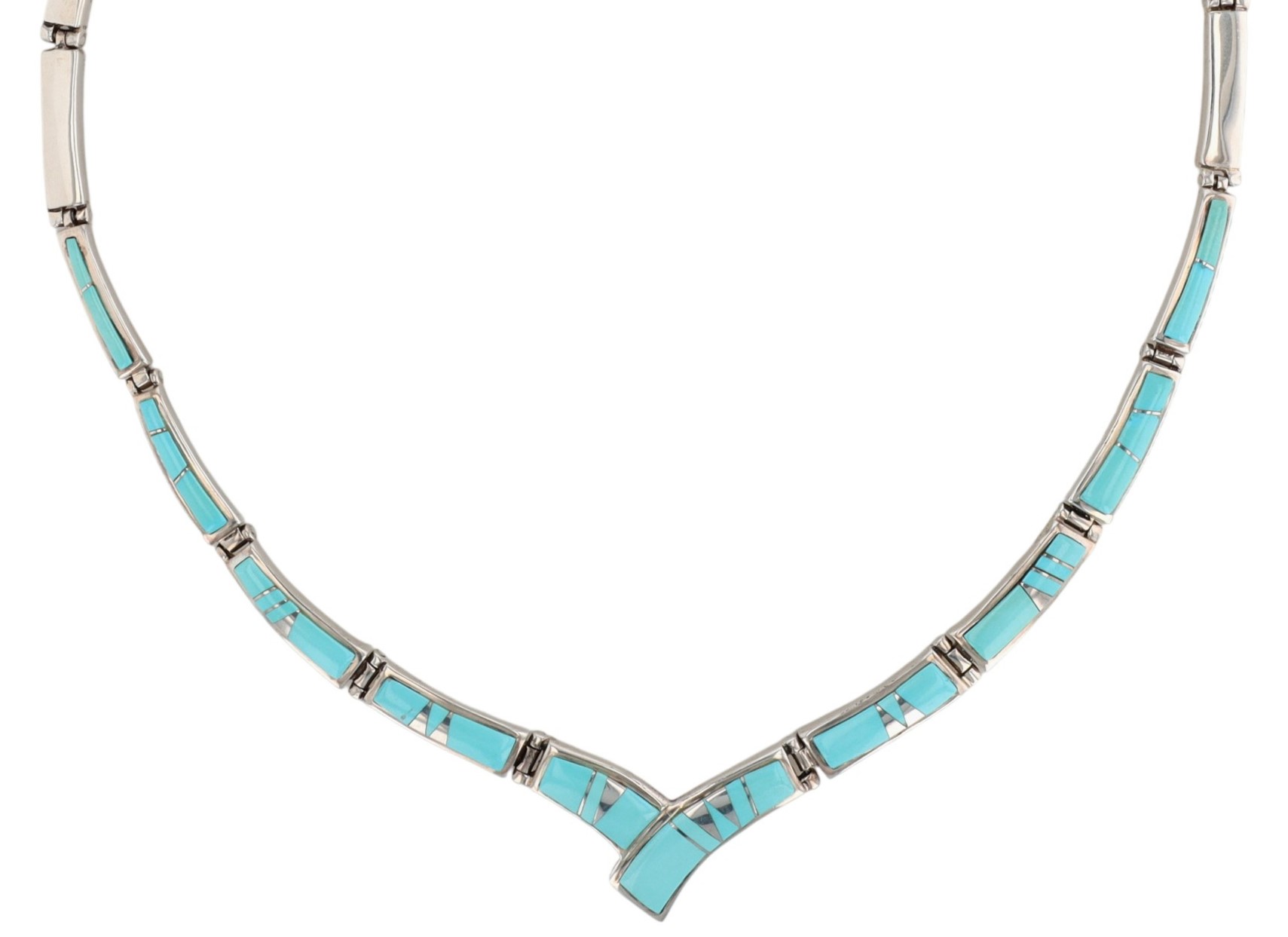 Calvin Begay Navajo Sterling Turquoise Inlay Necklace