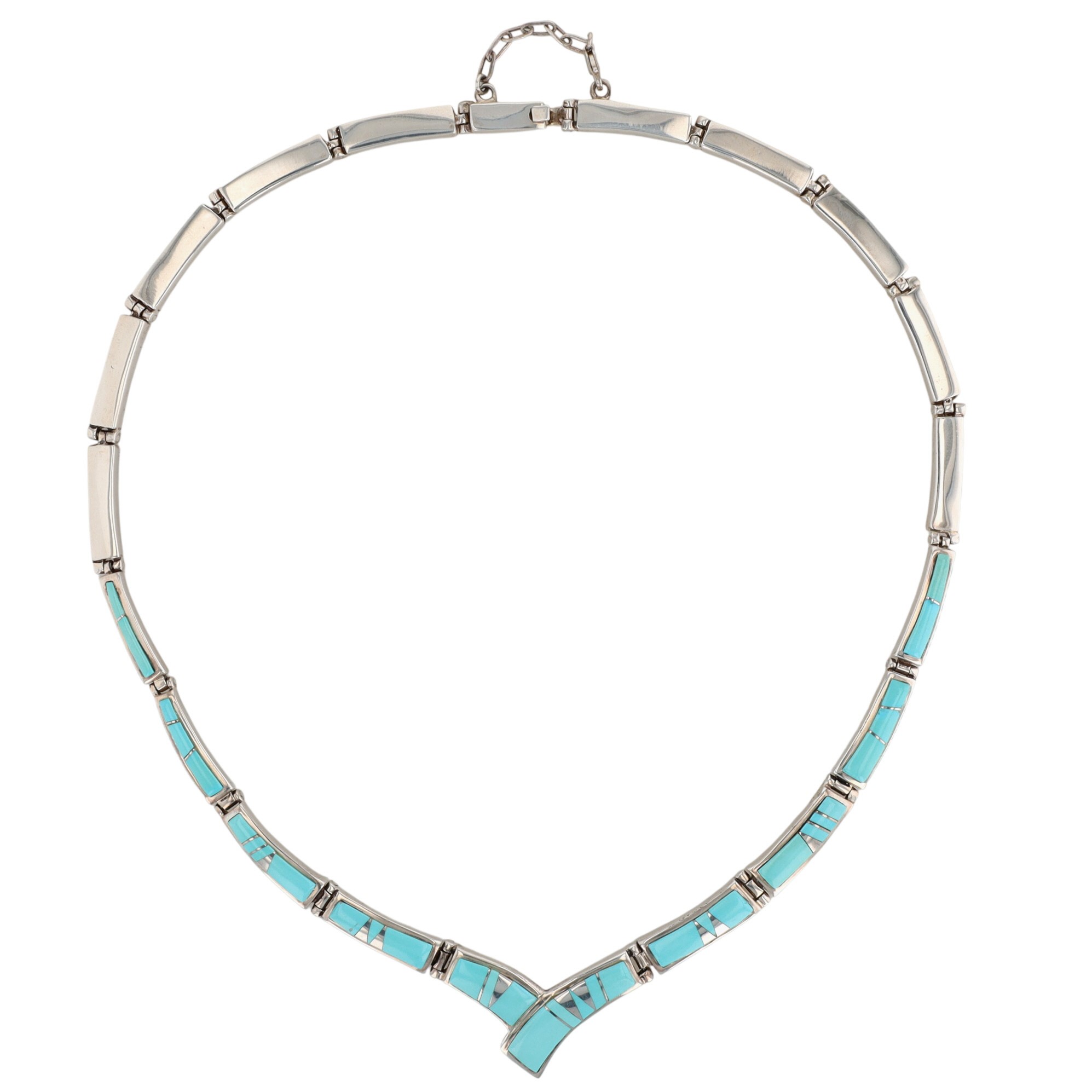 Calvin Begay Navajo Sterling Turquoise Inlay Necklace