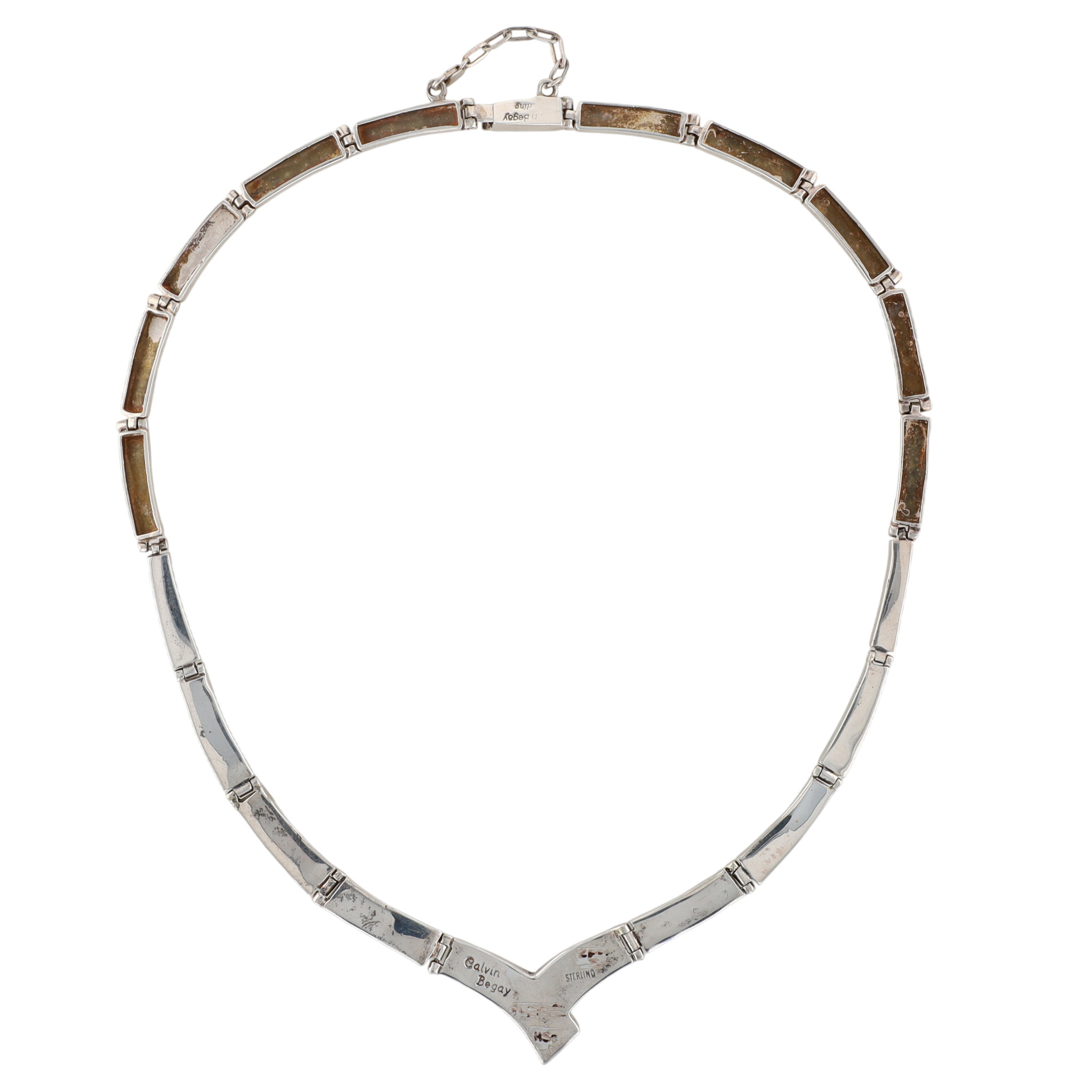 Calvin Begay Navajo Sterling Turquoise Inlay Necklace