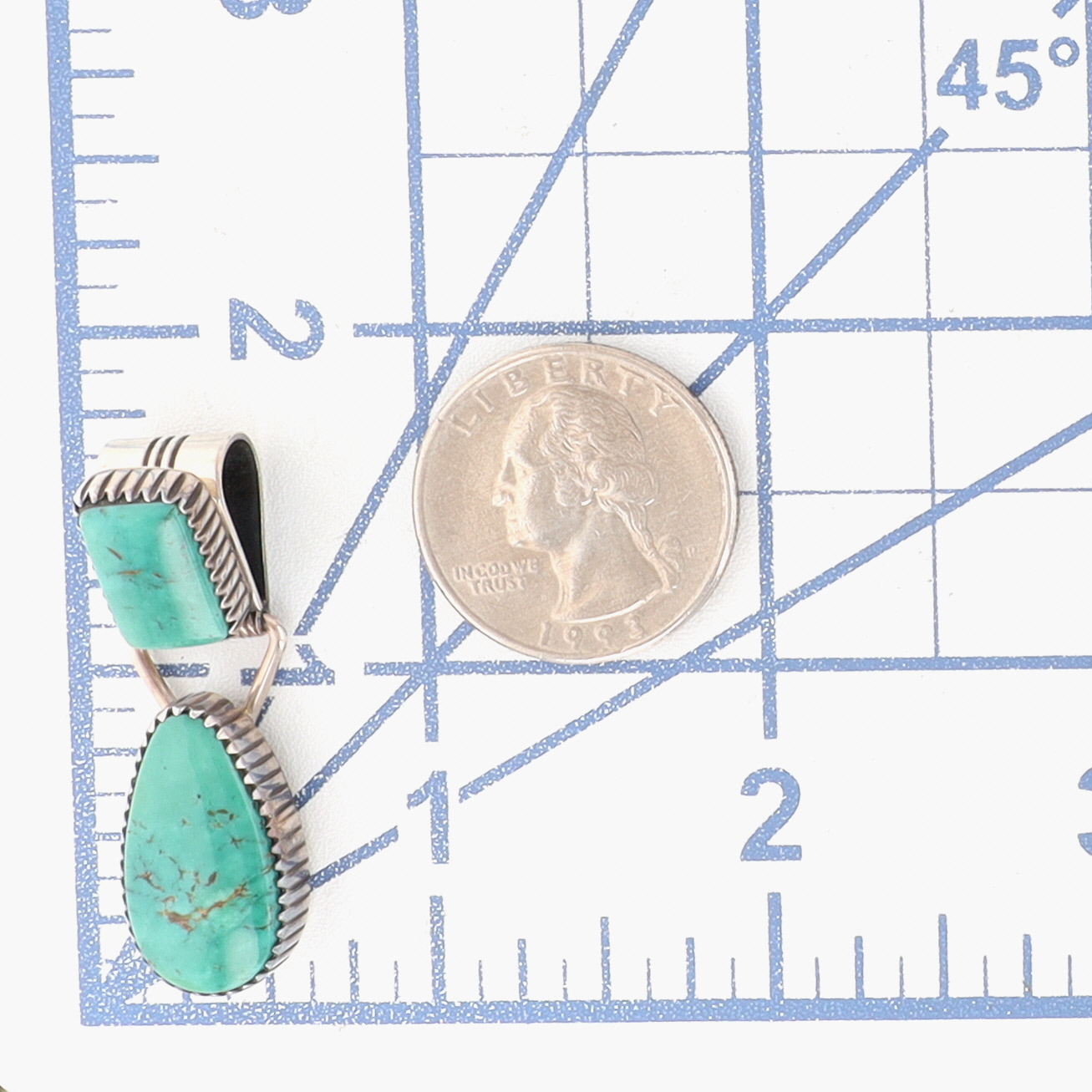 Running Bear Navajo Sterling Turquoise Hinge Pendant