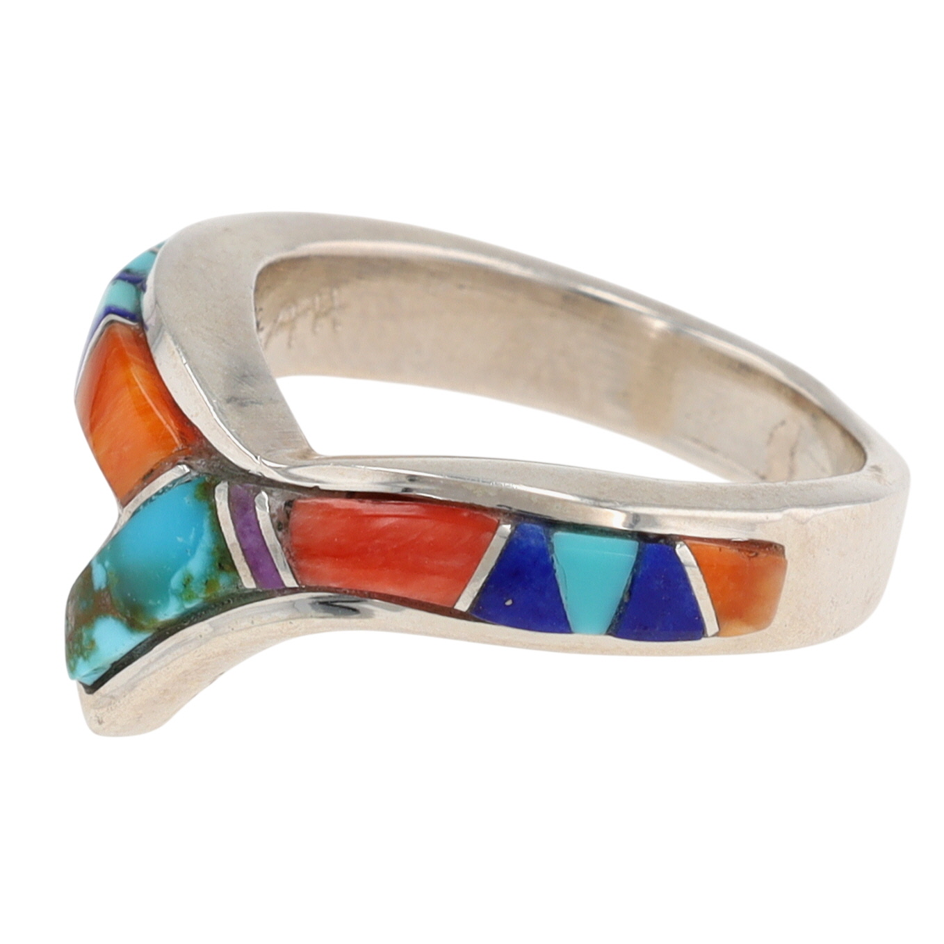 Aldora M. Henry Navajo Sterling Multi-Stone Inlay Ring Sz 7