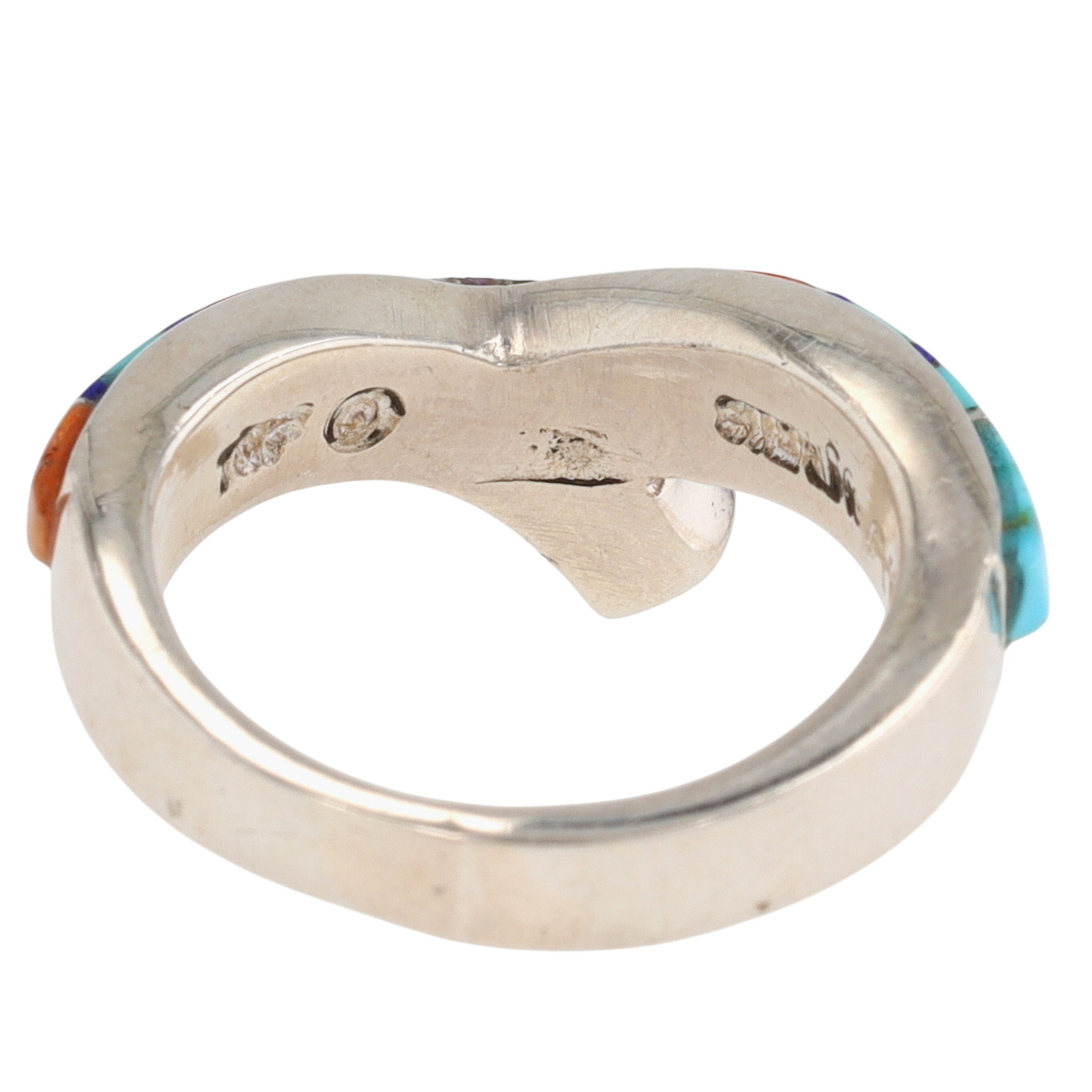 Aldora M. Henry Navajo Sterling Multi-Stone Inlay Ring Sz 7