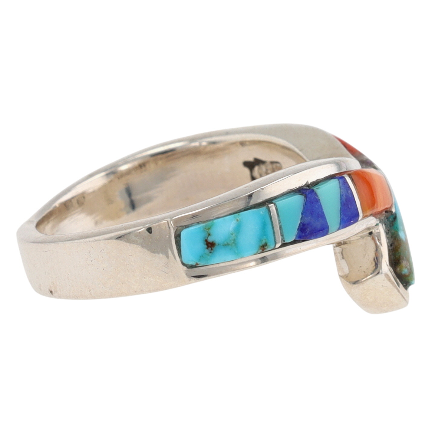Aldora M. Henry Navajo Sterling Multi-Stone Inlay Ring Sz 7